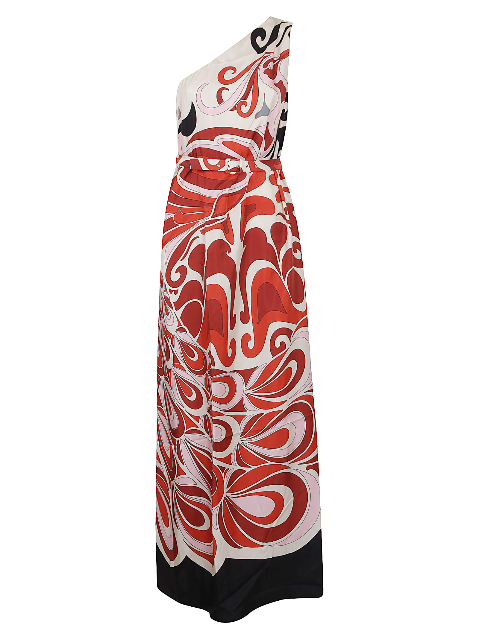 La Doublej La Double J One-shoulder Maxi Dress In Como Silk Twill In Red