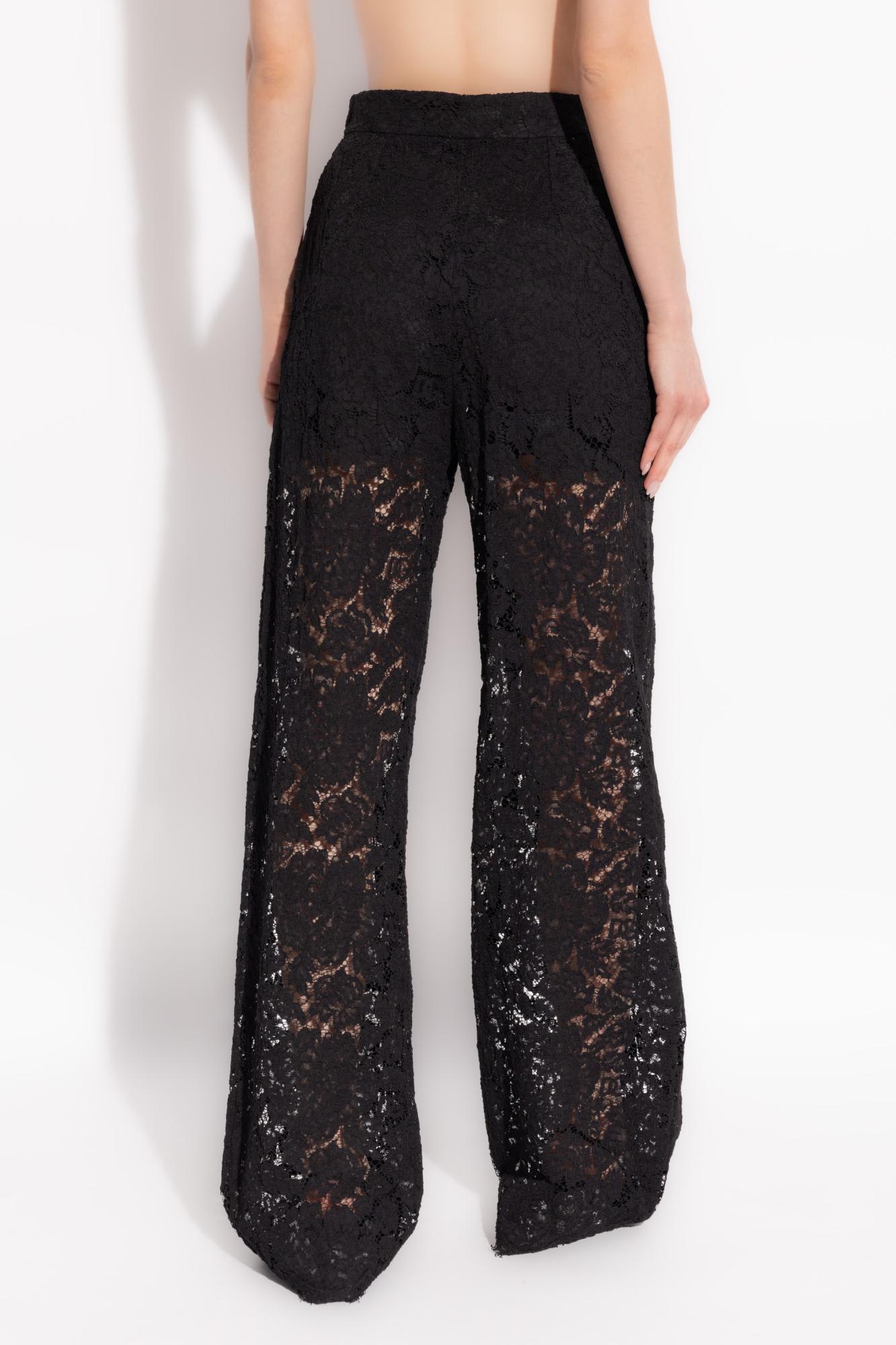 Shop Dolce & Gabbana Lace Pants In Black