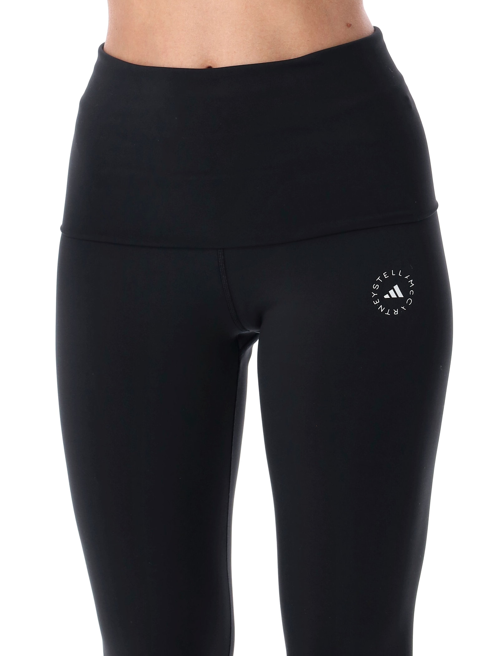 Adidas By Stella Mccartney Truestrength Logo-jacquard Recycled Stretch-jersey Leggings In Black