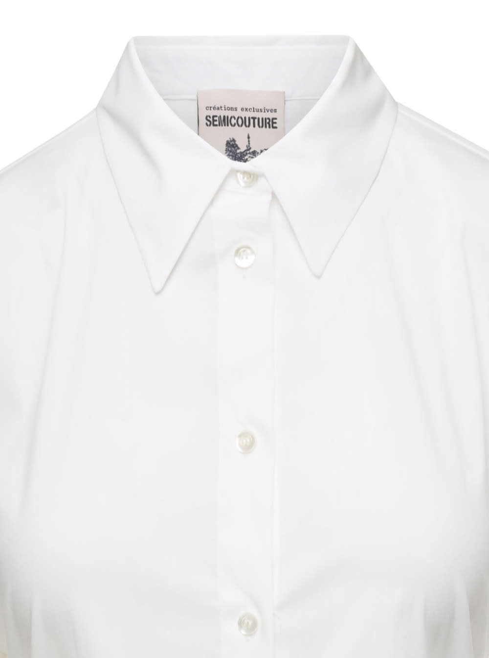 Shop Semicouture White Poplin Shirt Dress In Cotton Woman