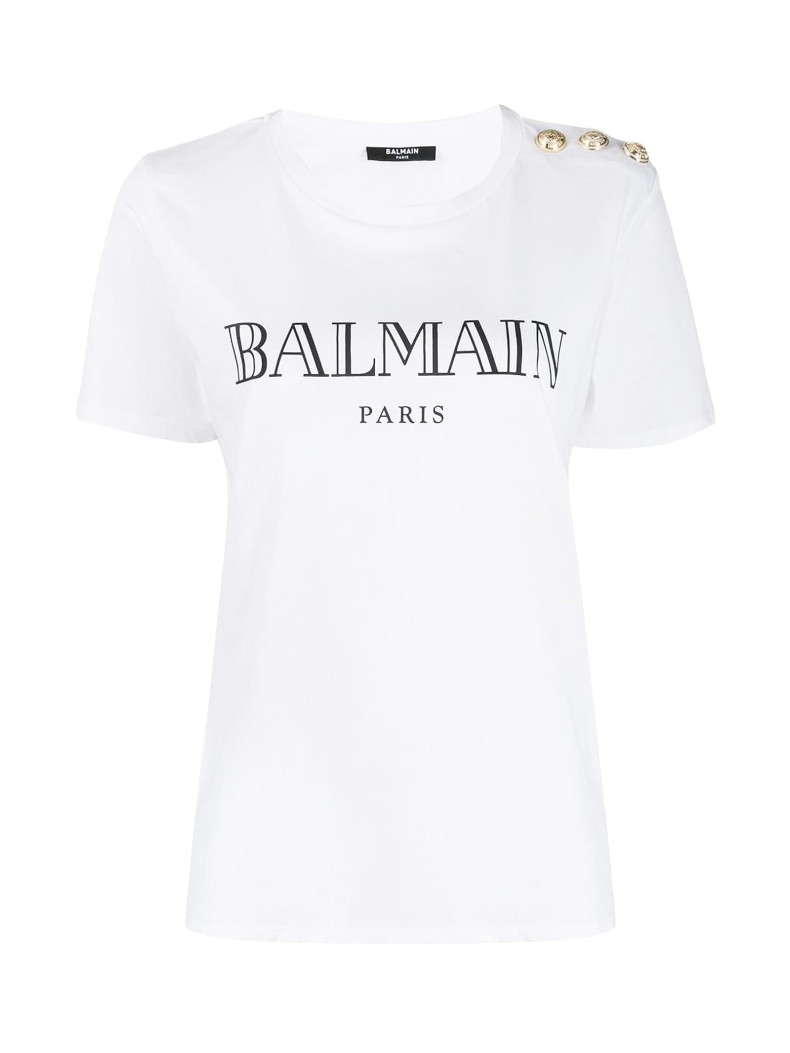 Balmain Ss 3 Btn Vintage Logo T-shirt In Gab Blanc Noir
