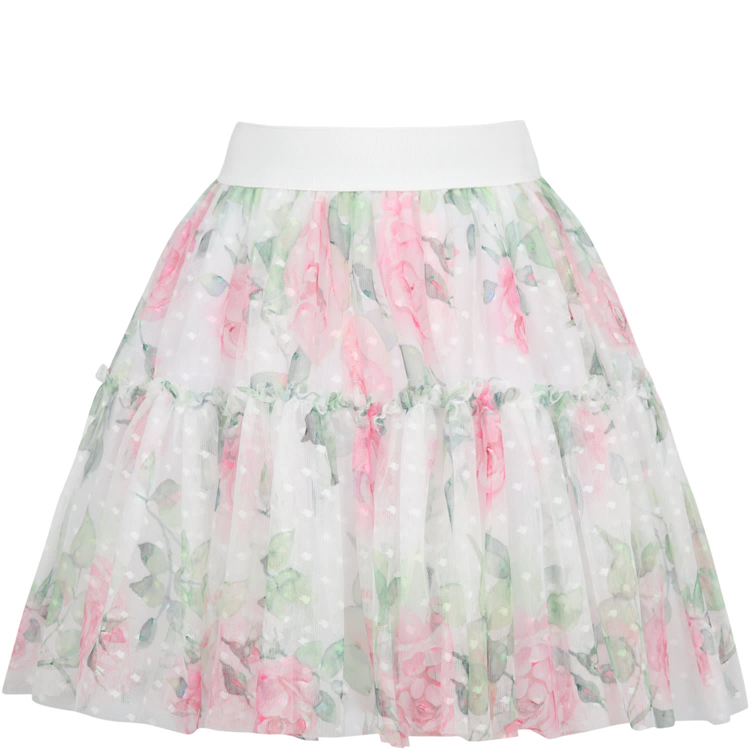 Monnalisa Multicolor Skirt For Girl With Flowers