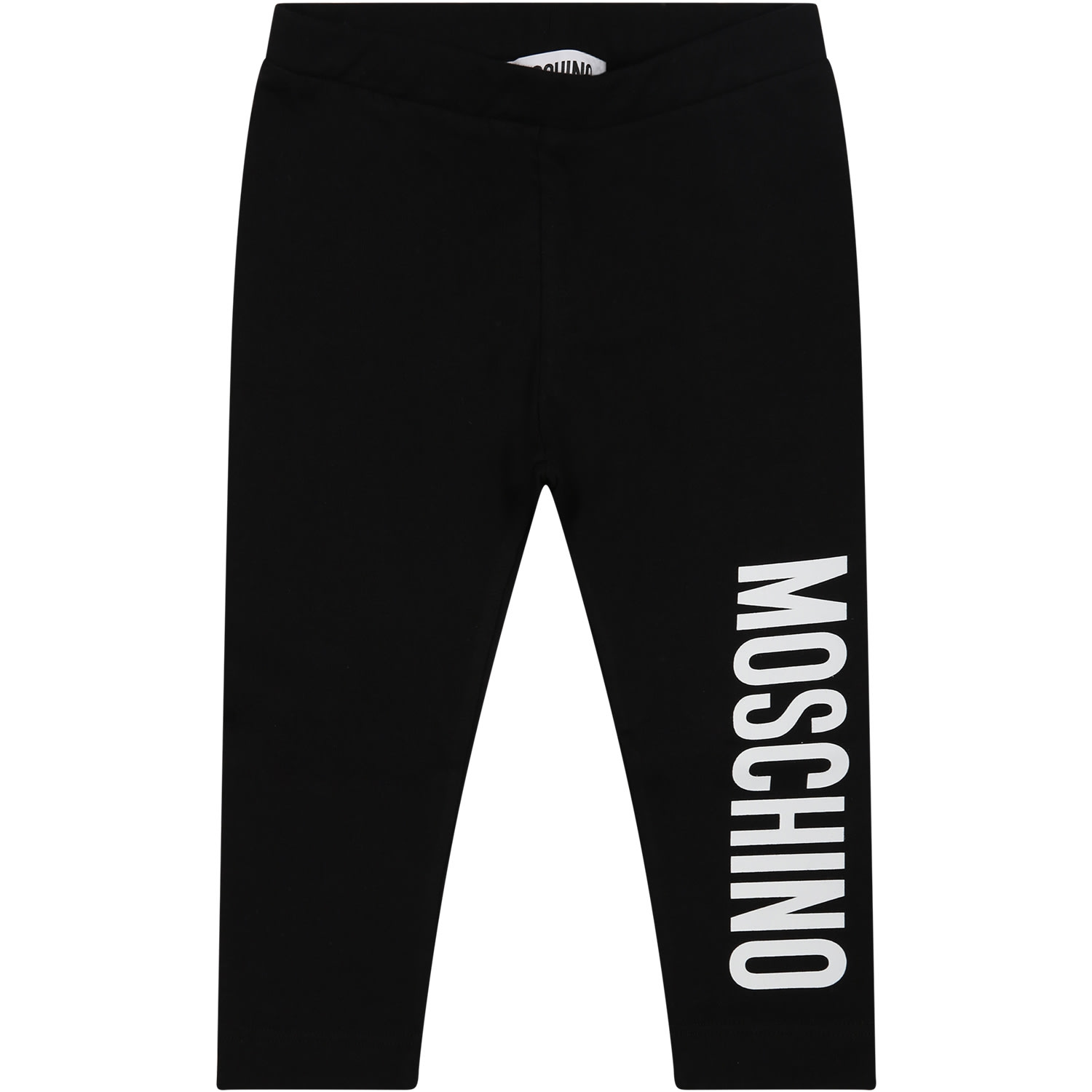 MOSCHINO BLACK LEGGINGS FOR BABY KIDS WITH LOGO