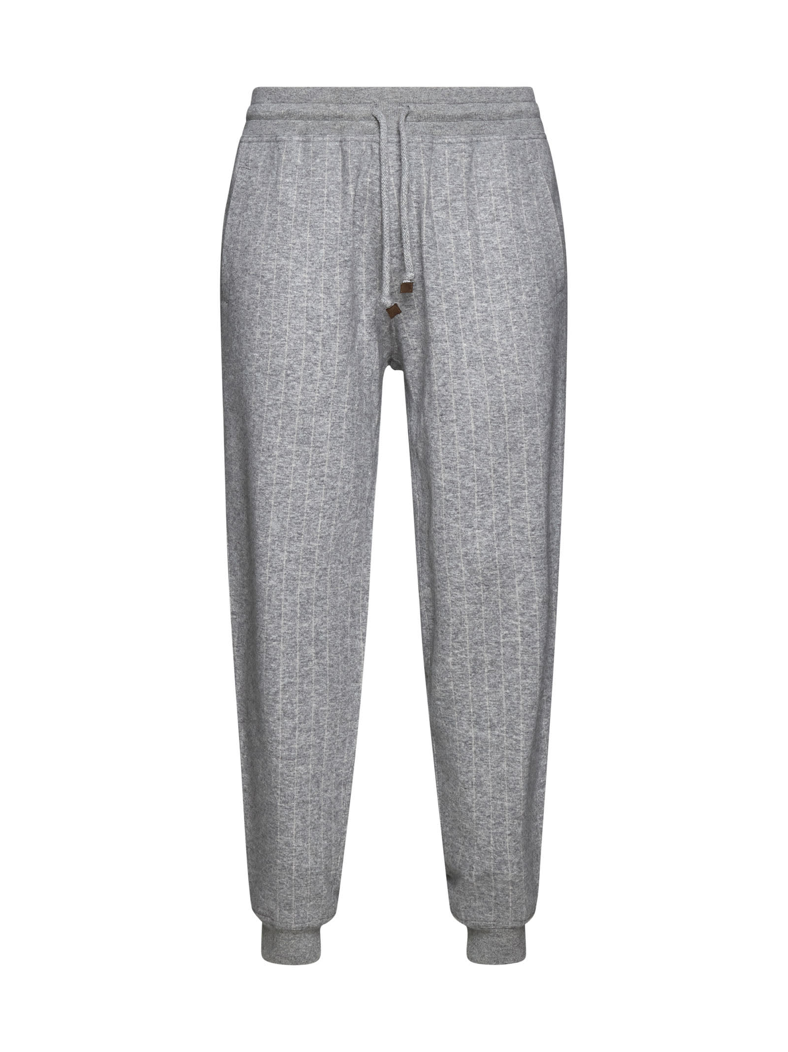 Brunello Cucinelli Cashmere And Cotton Trousers With Cuff And Drawstring