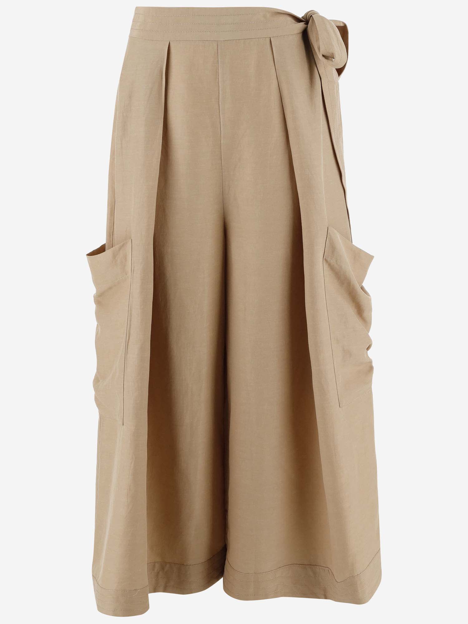 Shop By Malene Birger Linen Blend Wide-leg Pants In Beige