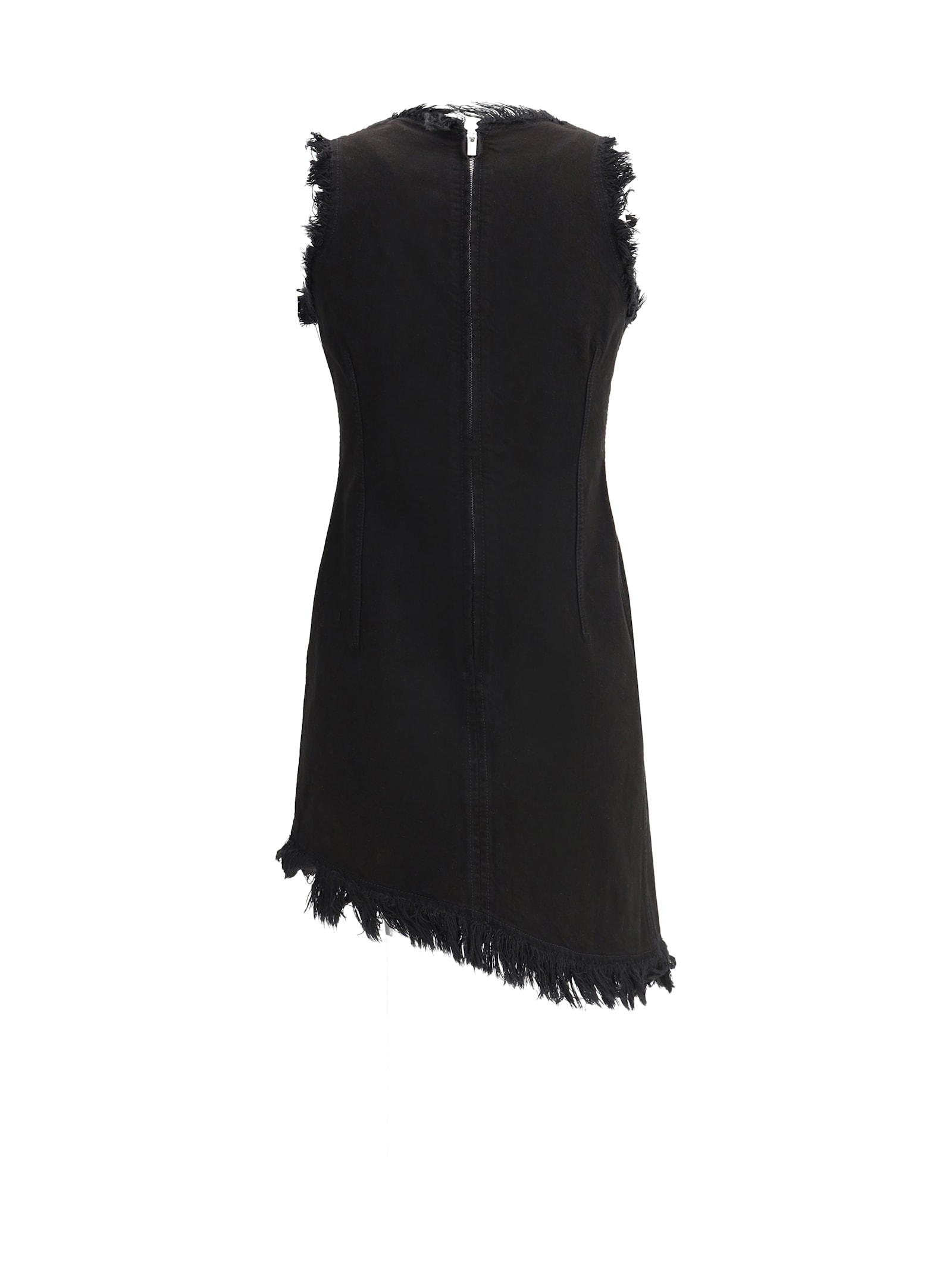 Ferragamo Raw-edge Sleeveless Denim Mini Curve Dress