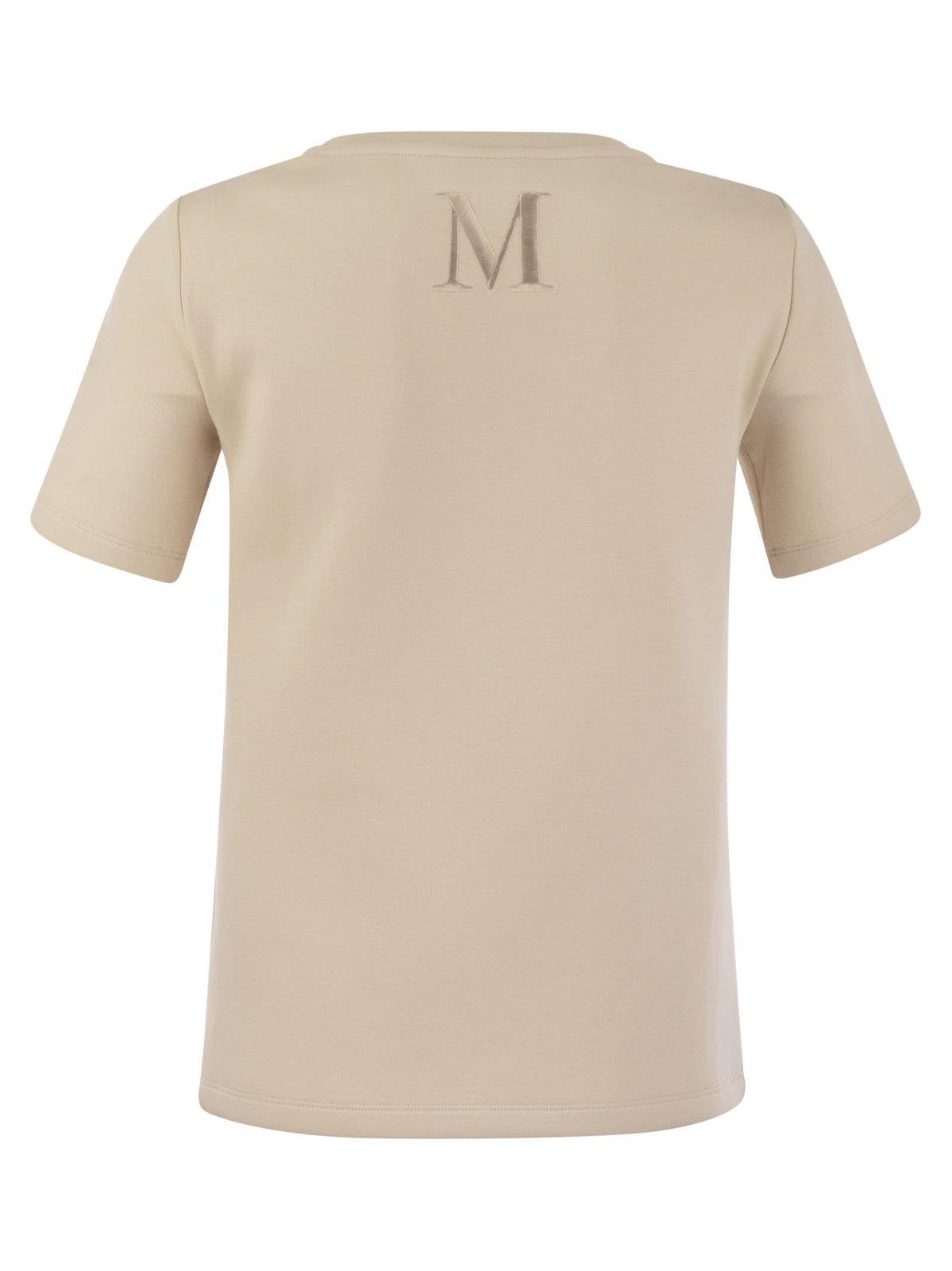 Shop 's Max Mara Logo Embroidered Crewneck T-shirt In Beige