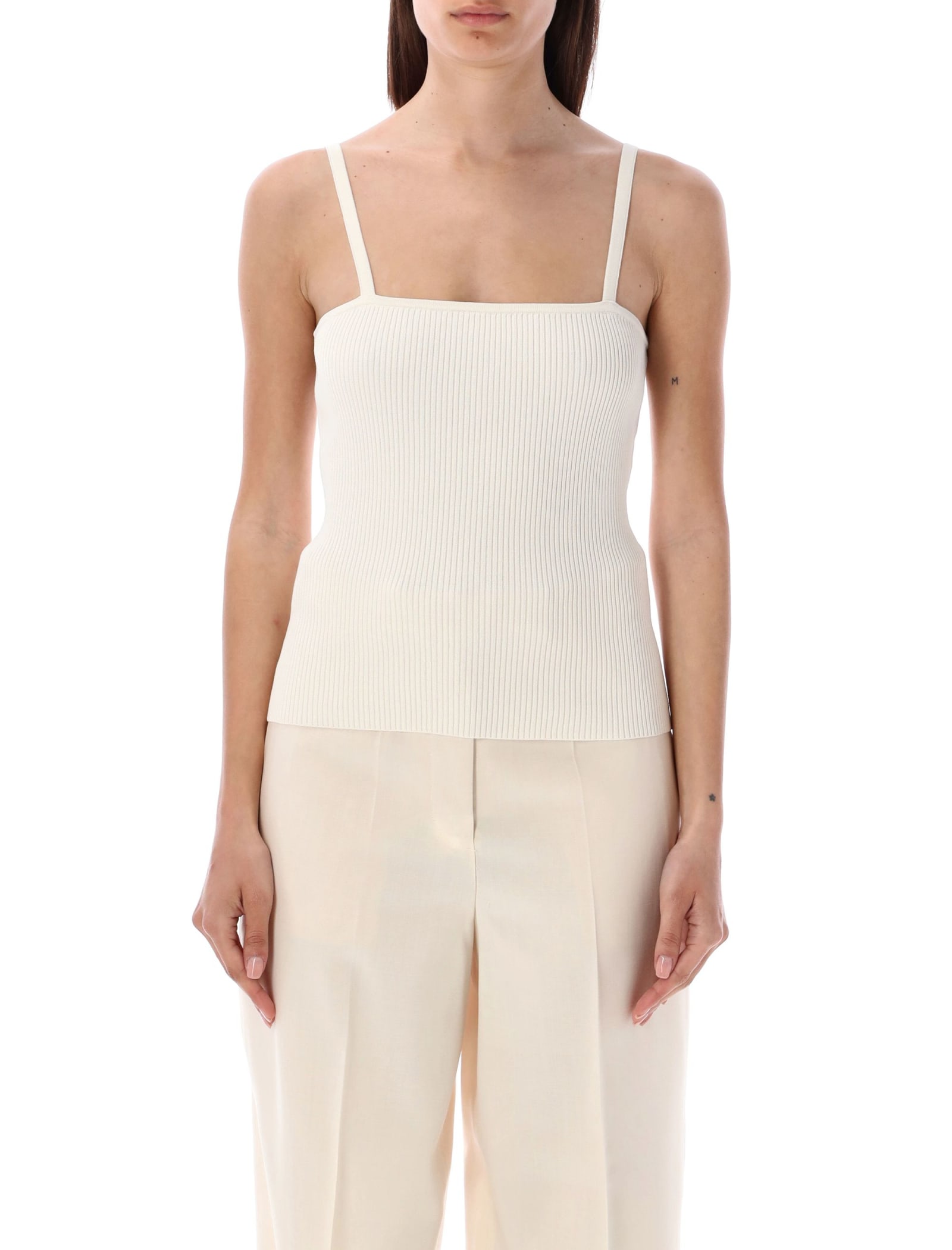 Shop Rohe Squared Shaped Knitted Tank Top In Off White