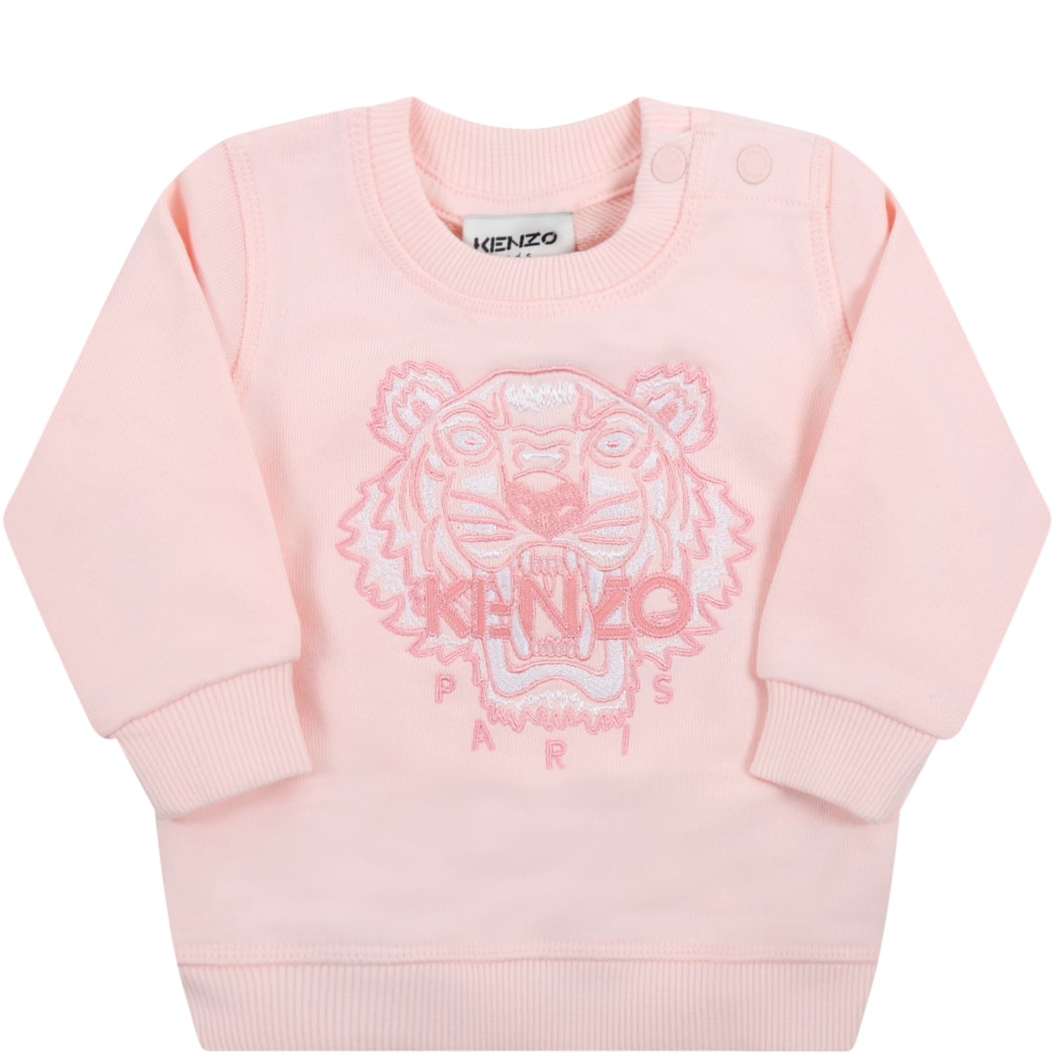 Kenzo Kids Pink Sweatshirt For Baby Girl With Tiger