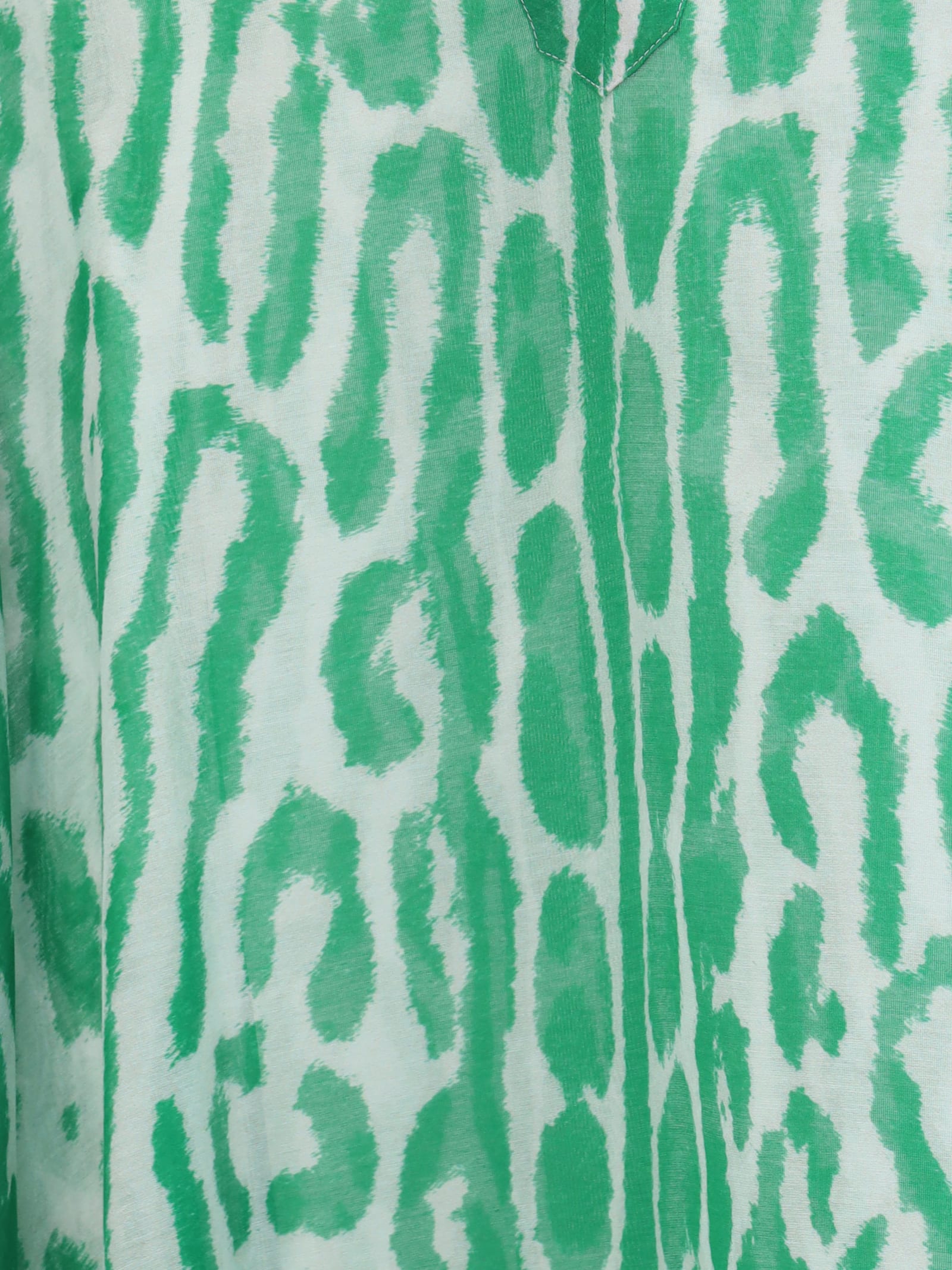 Tom Ford Leopard Print Silk Top In Green