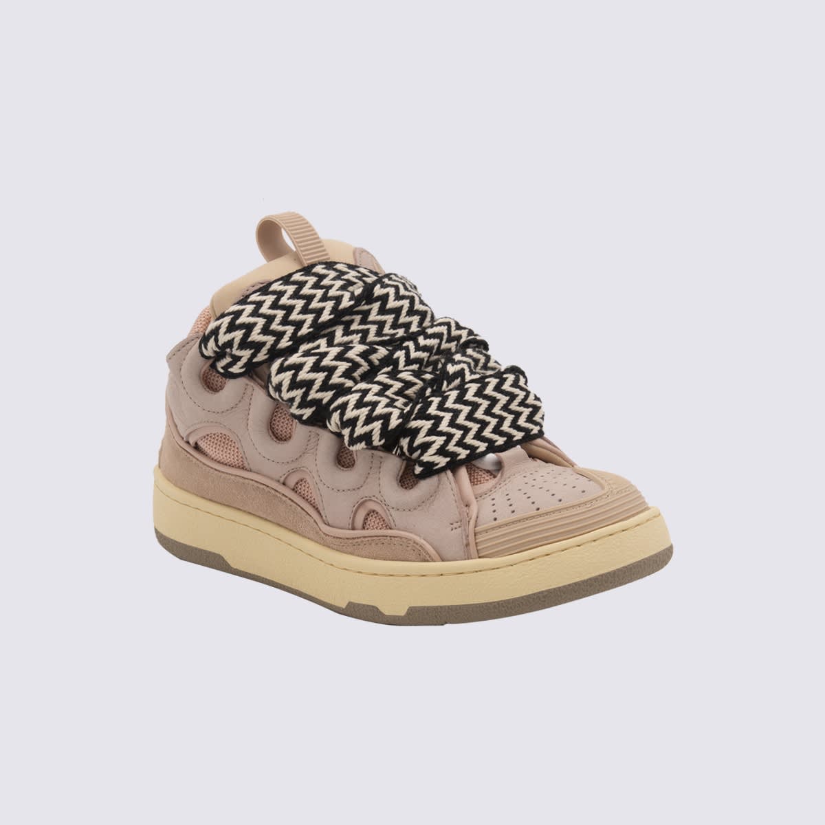 Shop Lanvin Pink Leather Curb Sneakers In Pale Pink