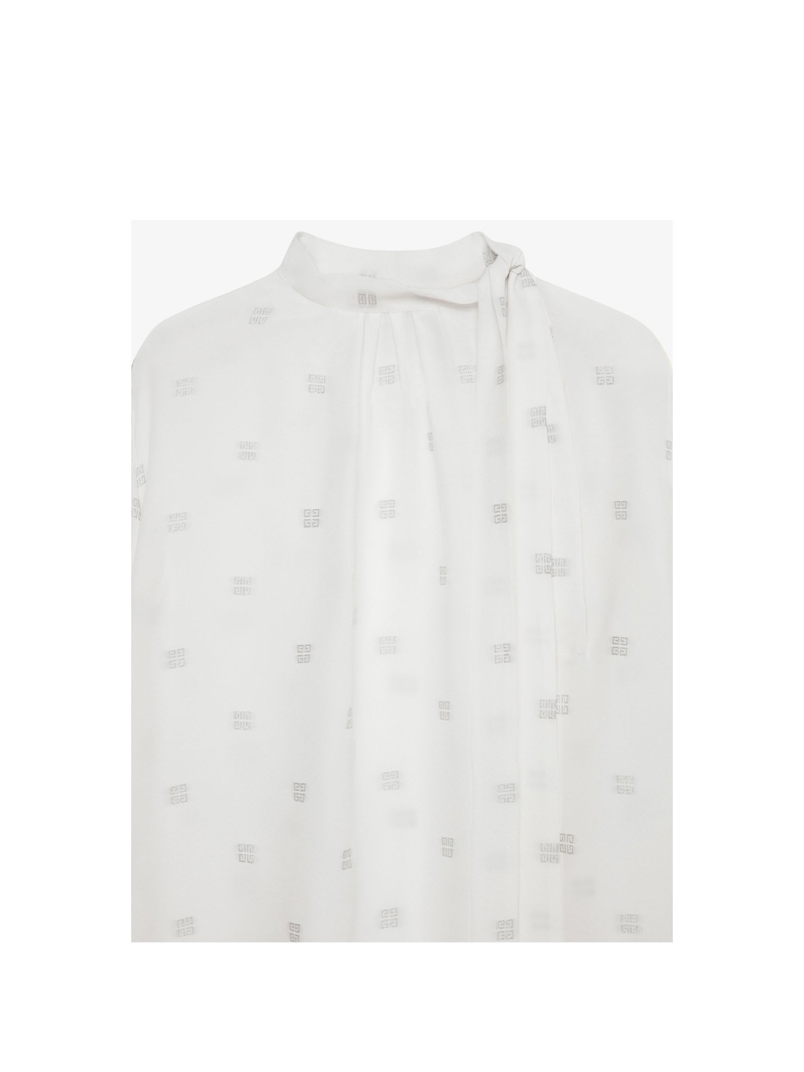 Shop Givenchy 4g Silk Blouse In White Silvery