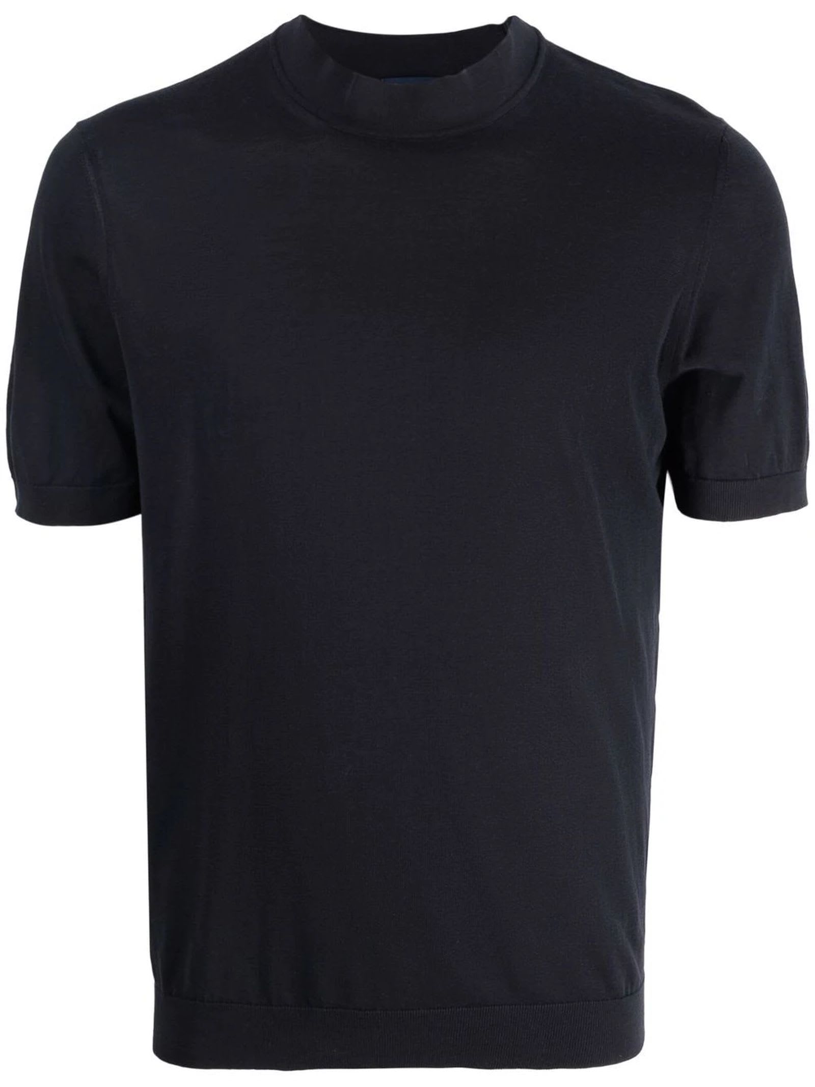 Drumohr Navy Blue Cotton T-shirt