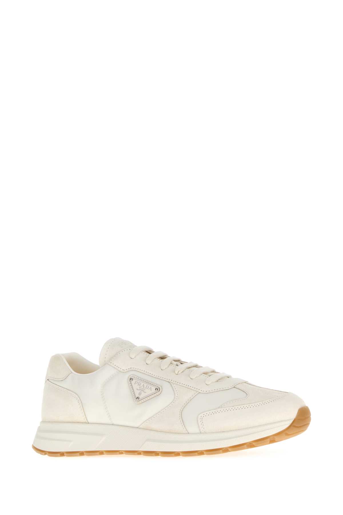 Prada Re-nylon And Suede Low-top Sneakers In White