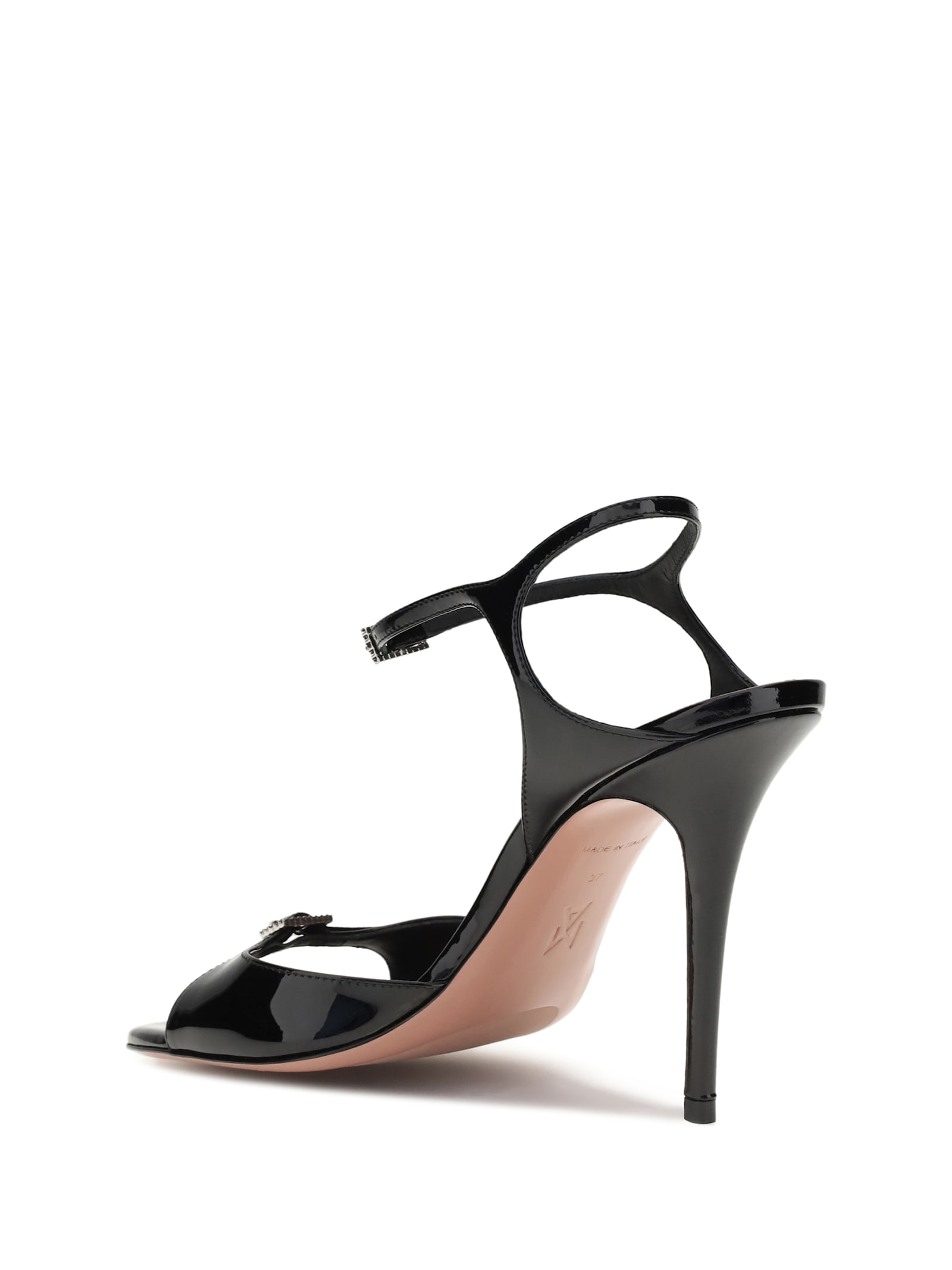 Amina Muaddi Patent-leather Adut Sandal In Black