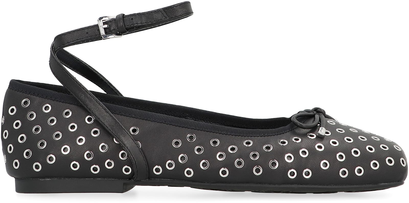 Michael Kors Collette Flex Leather Ballet Flats In Black