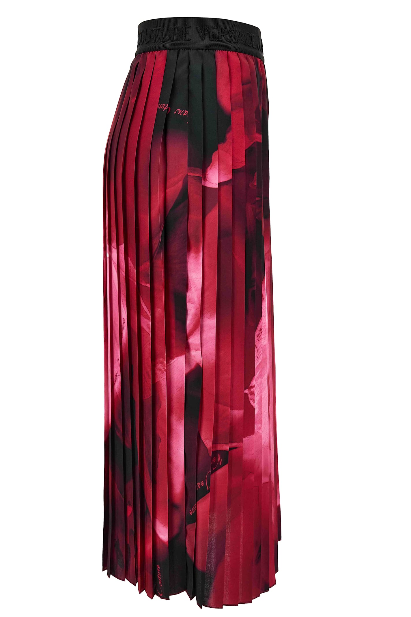 Versace Jeans Couture Long Pleated Skirt In Pink