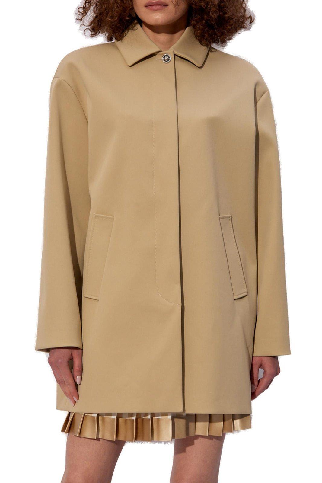 Shop Versace Medusa Head-buttons Long-sleeved Coat In Sand