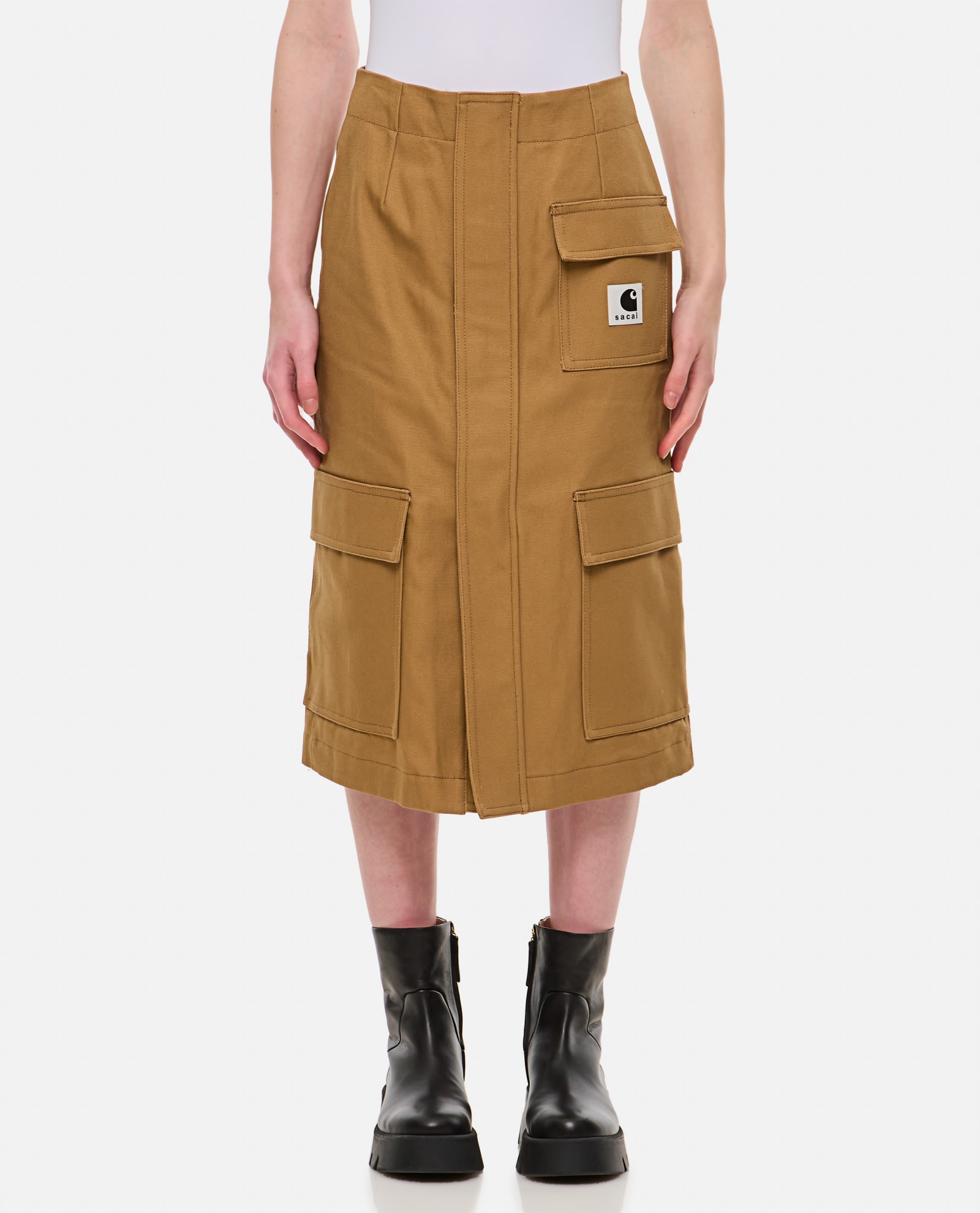 Sacai X Carhartt Wip Cotton Skirt In Beige