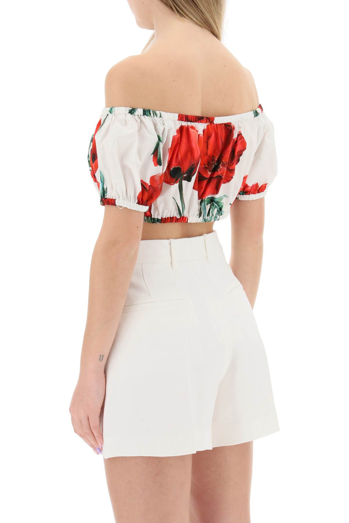 Shop Dolce & Gabbana Poppy Print Cotton Crop Top