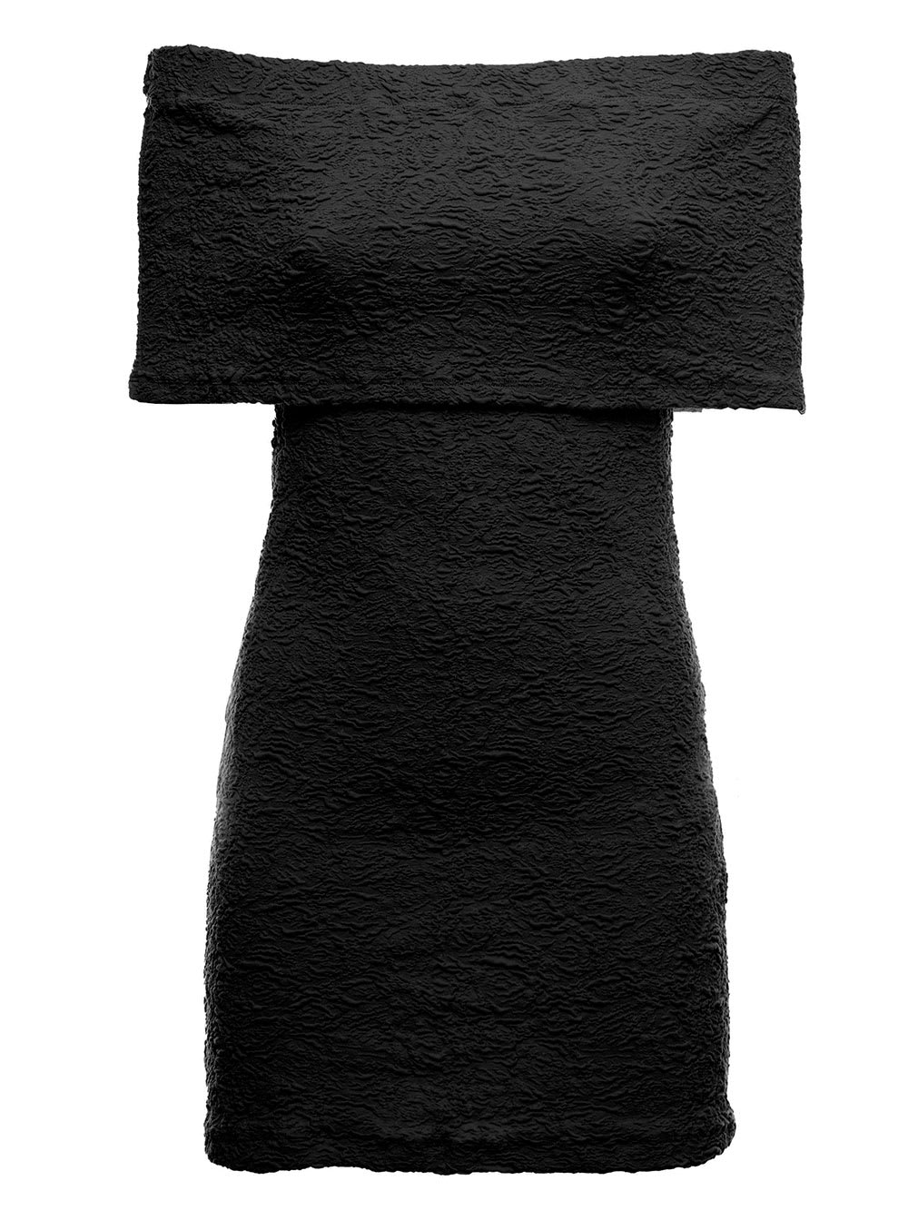 MSGM Black Cotton Blend Dress With Off Shoulders