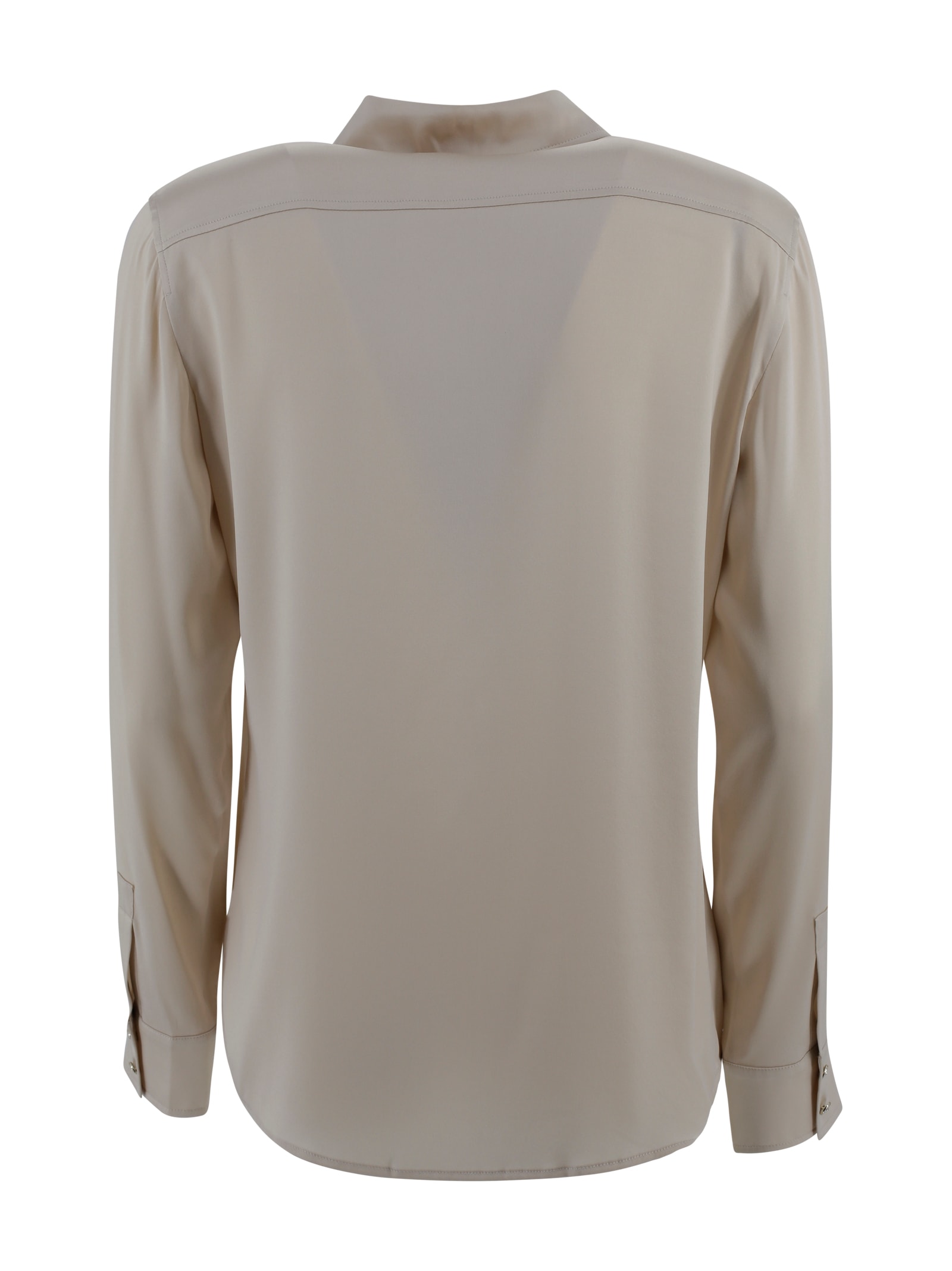 Max Mara Classic Silk Satin Shirt In Neutral