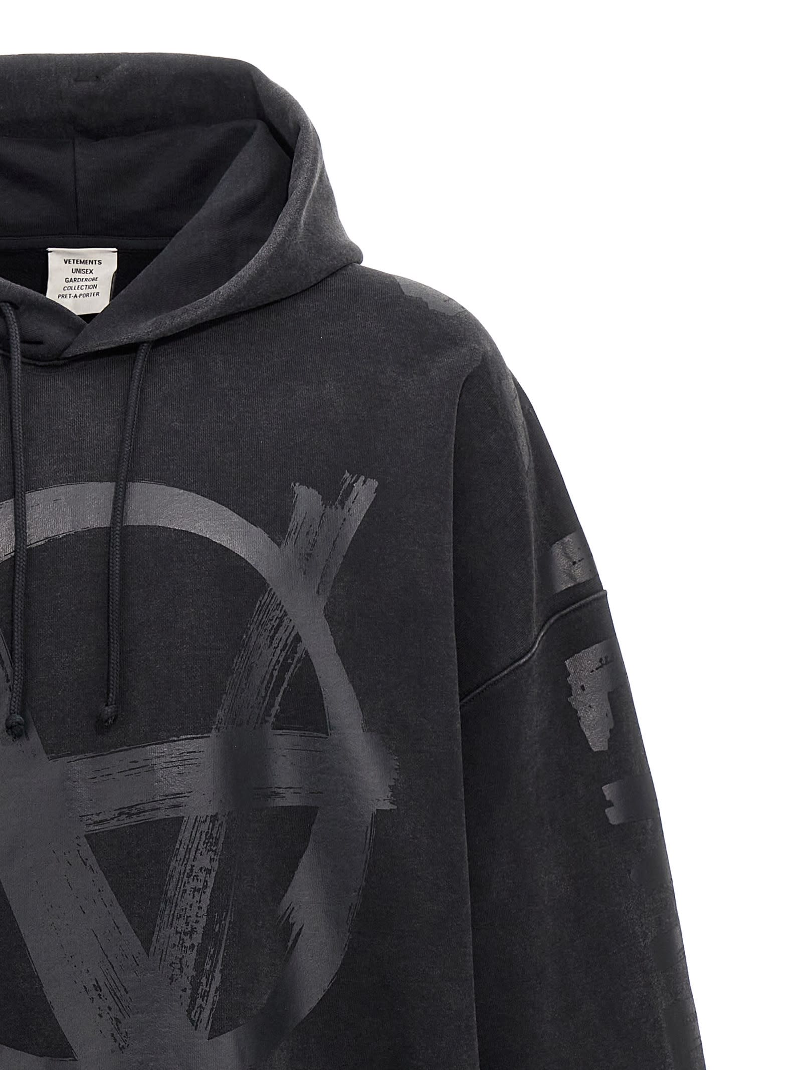 Shop Vetements Double Anarchy Hoodie In Black