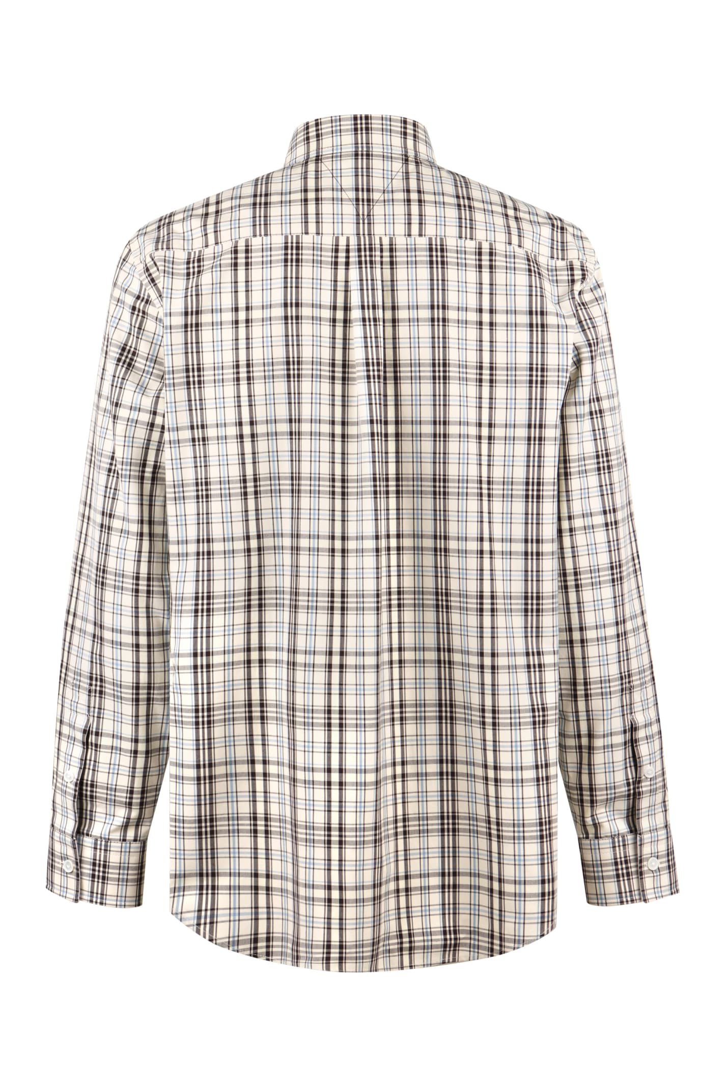 Shop Bottega Veneta Checked Cotton Shirt In Bianco