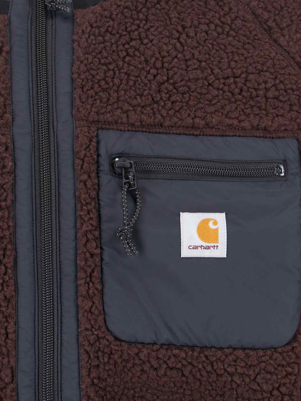 Carhartt Fleece Jacket With High Collar And Pockets In Brown