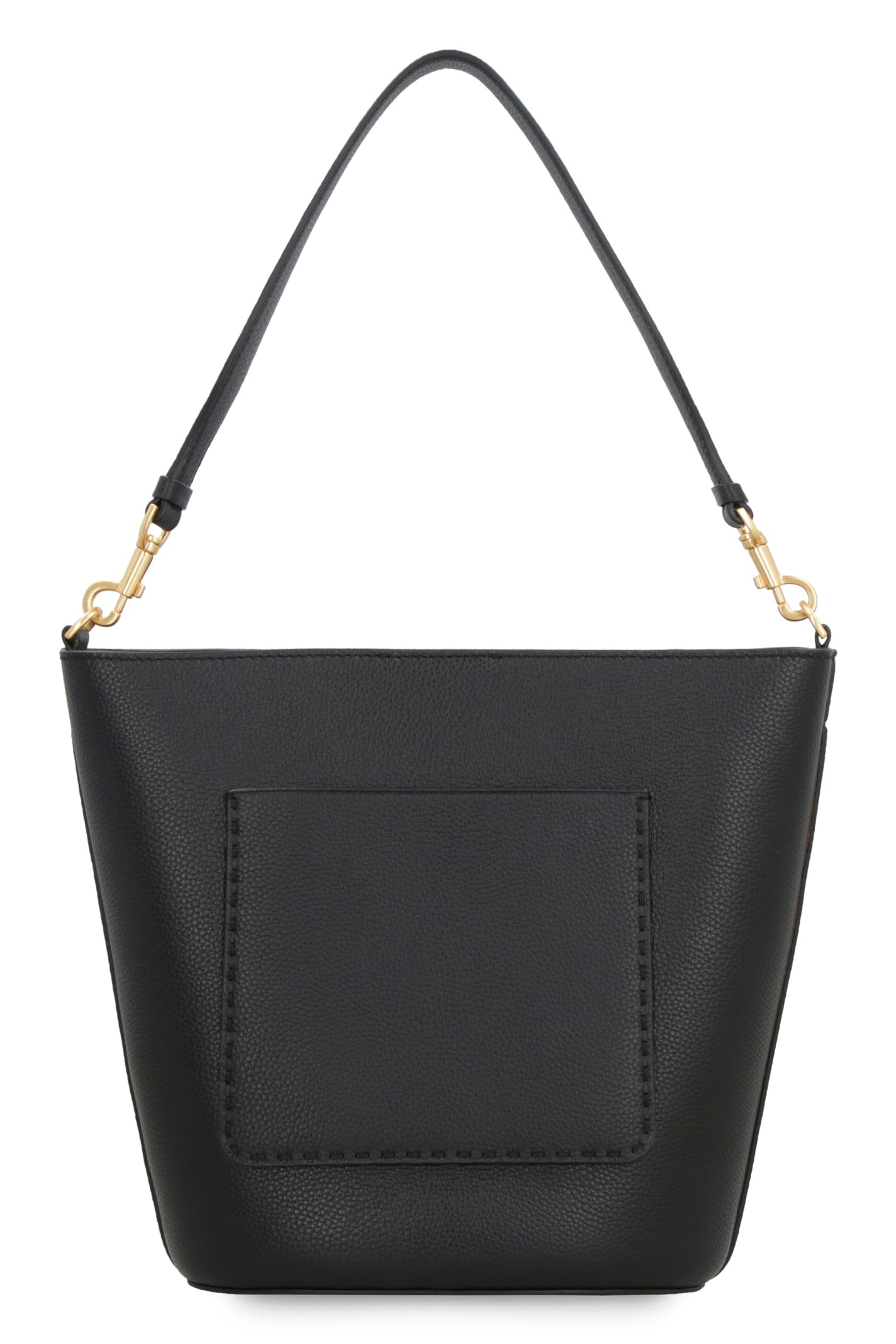 Shop Tory Burch Mcgraw Leather Bucket Bag In Black