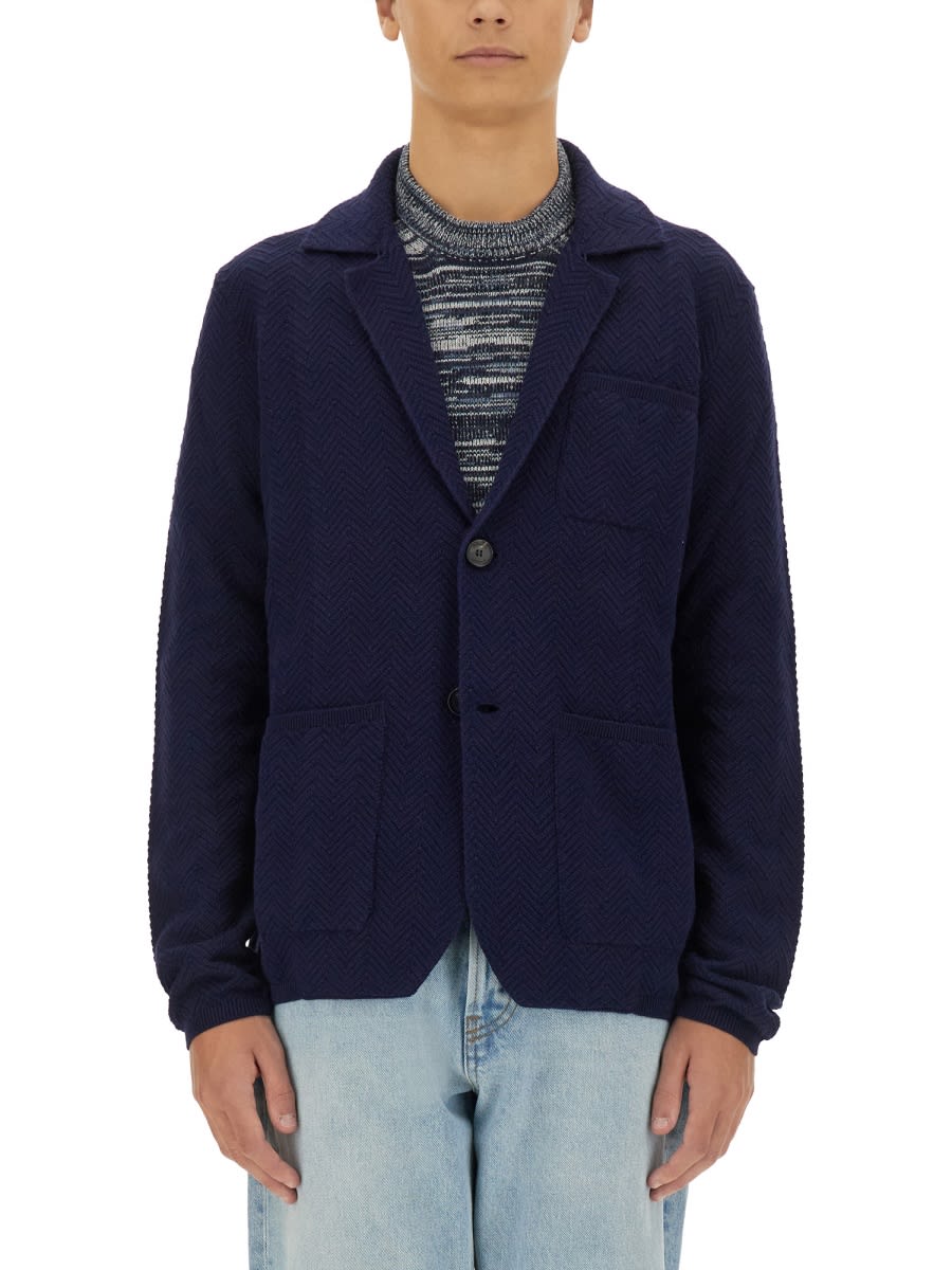 Shop Missoni Single-breasted Jacket In Blue