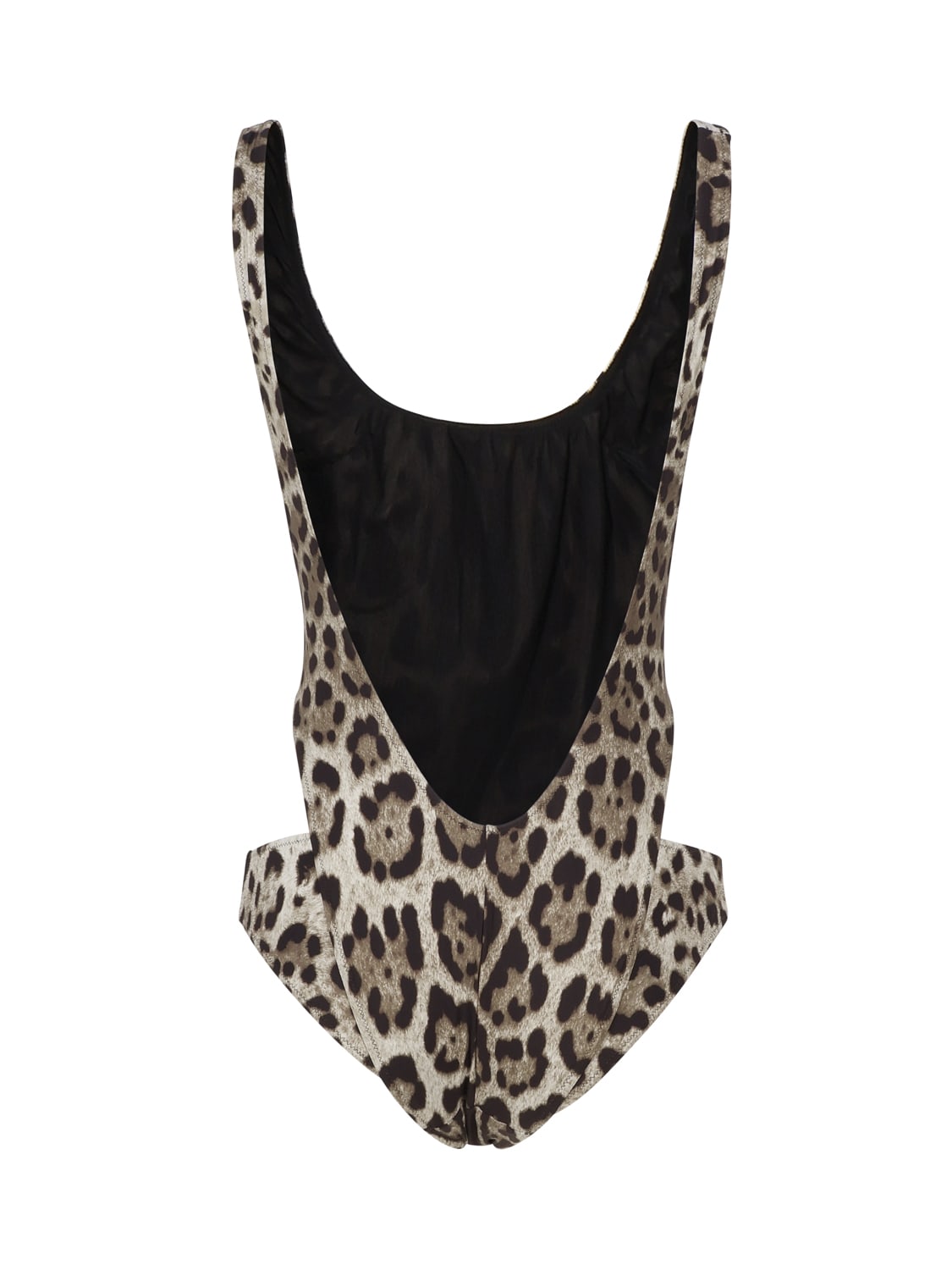 Shop Dolce & Gabbana Leopard Print One-piece Swimsuit With Cut-out
