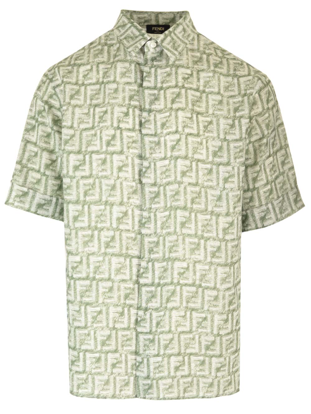 Shop Fendi Linen Shirt In Green