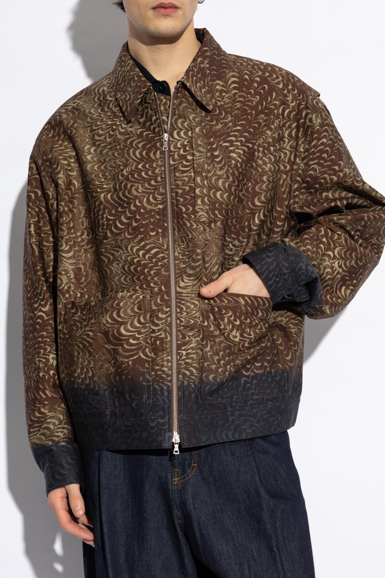 Dries Van Noten Blazer Patterned Multiple Pockets In Brown