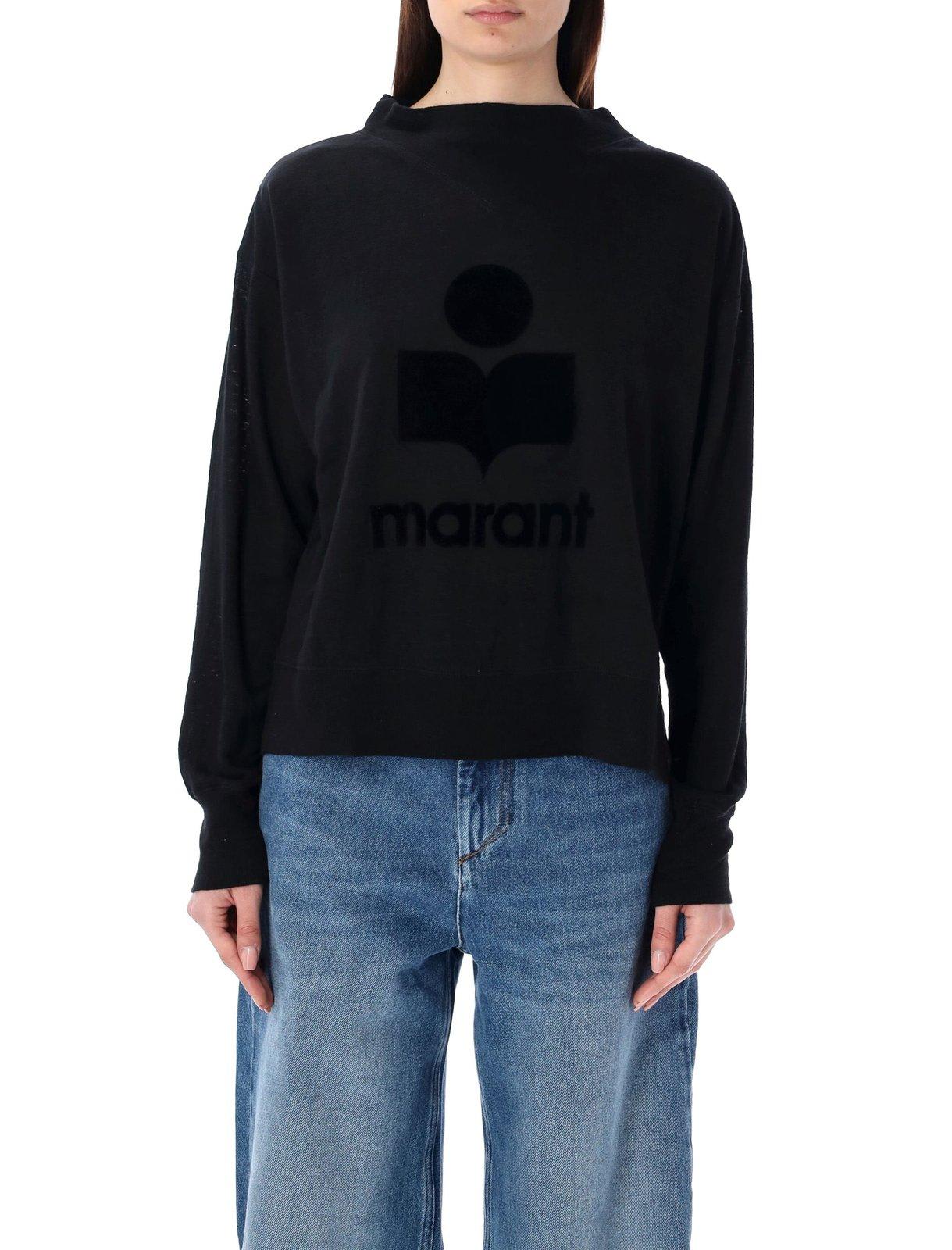 Marant Etoile Logo Printed Long Sleeved Sweatshirt In Blue