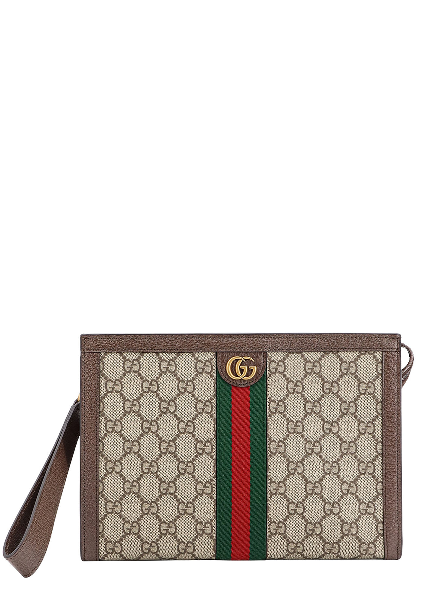 Gucci Gg Supreme Fabric And Leather Clutch