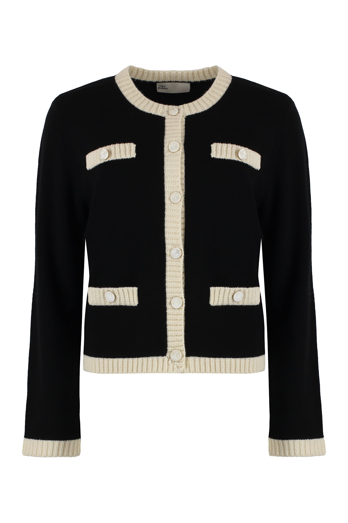 Shop Tory Burch Kendra Wool Cardigan In Black