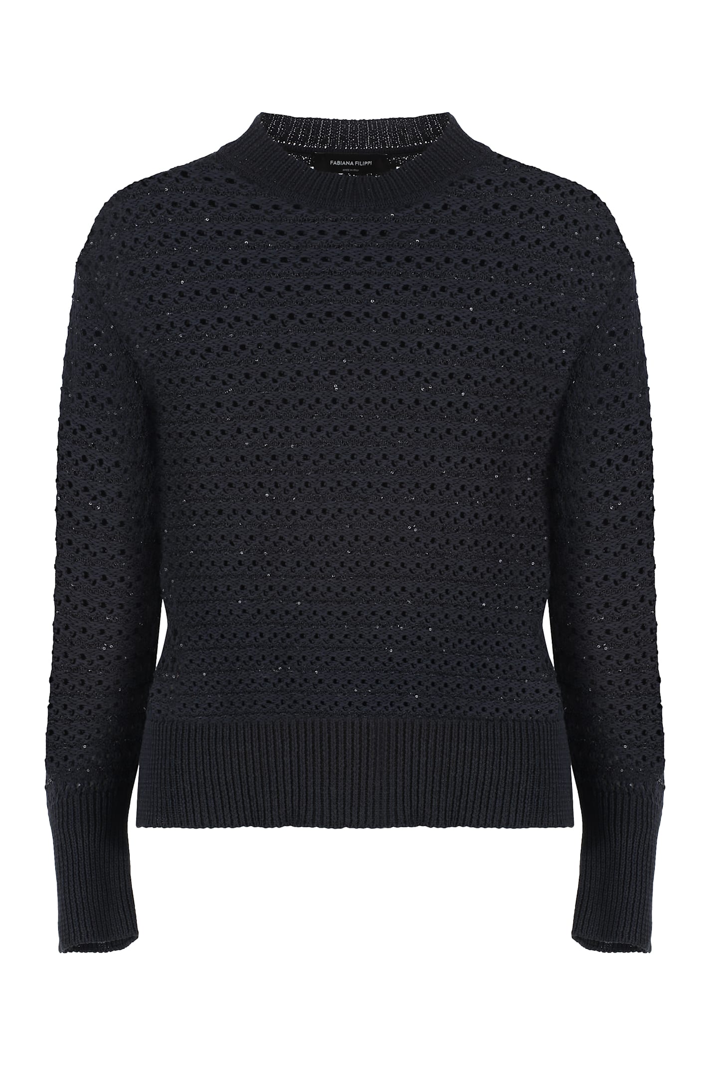 Fabiana Filippi Cotton Crew-neck Sweater In Black