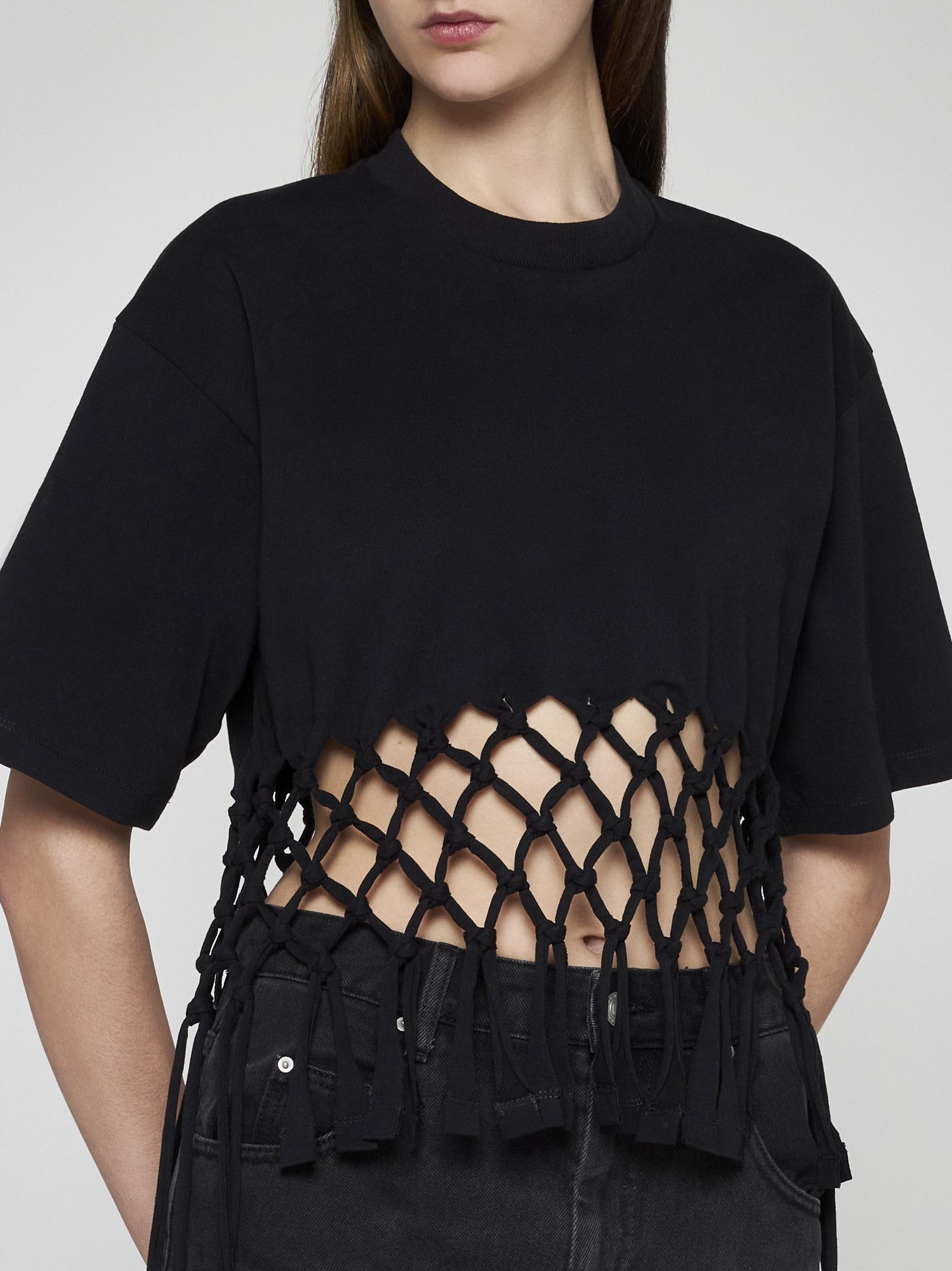 Shop Isabel Marant Fringed Crop T-shirt Texana In Black