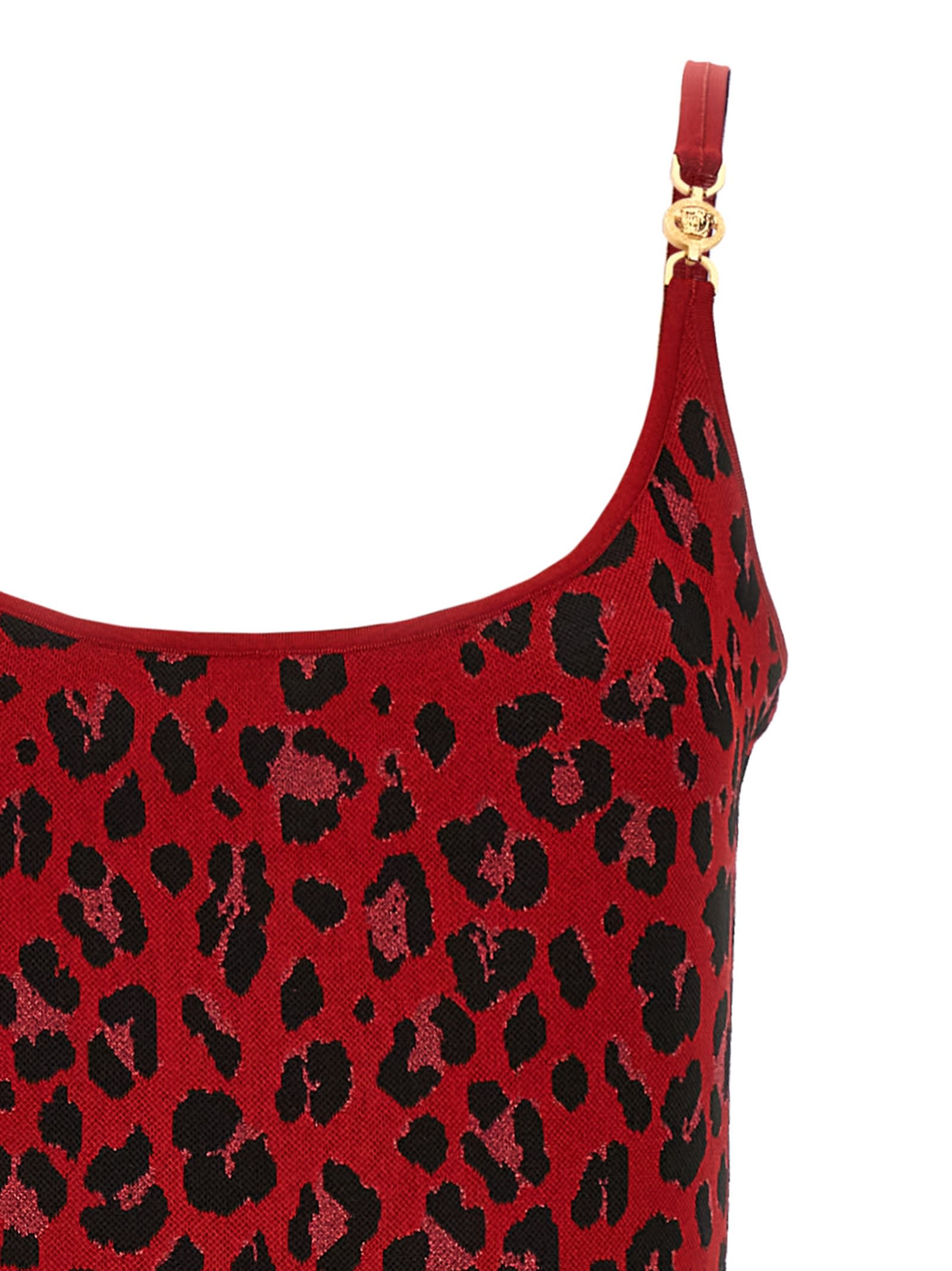 Shop Versace Medusa Animal Dress In Red