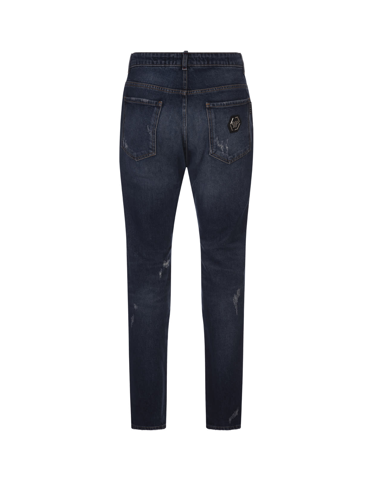 Shop Philipp Plein Blue Super Straight Cut Jeans