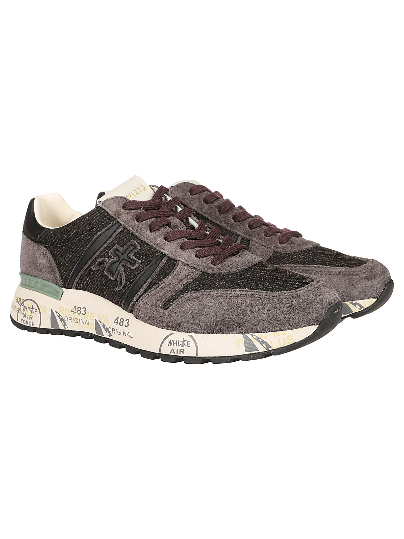 Shop Premiata Lander Sneakers In Grigio Scuro