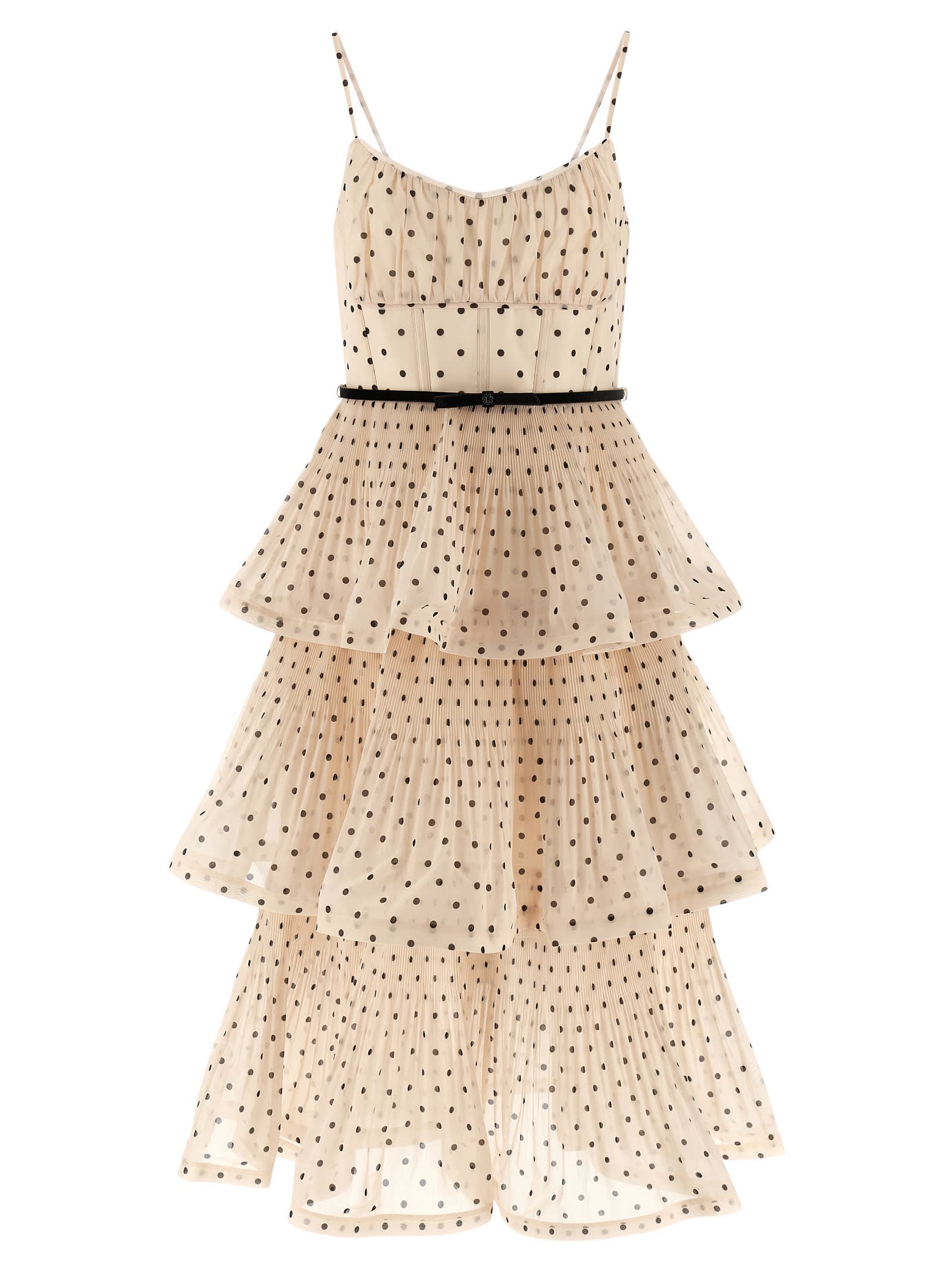 Zimmermann Pleated Tiered Midi Dress In Metallic