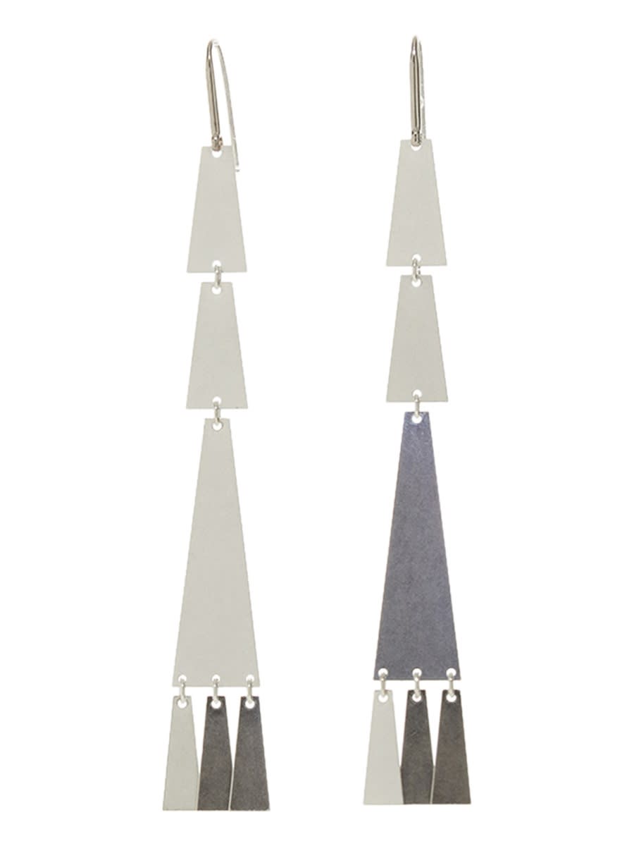Isabel Marant Hanging Geometric Metallic Earrings In Silver