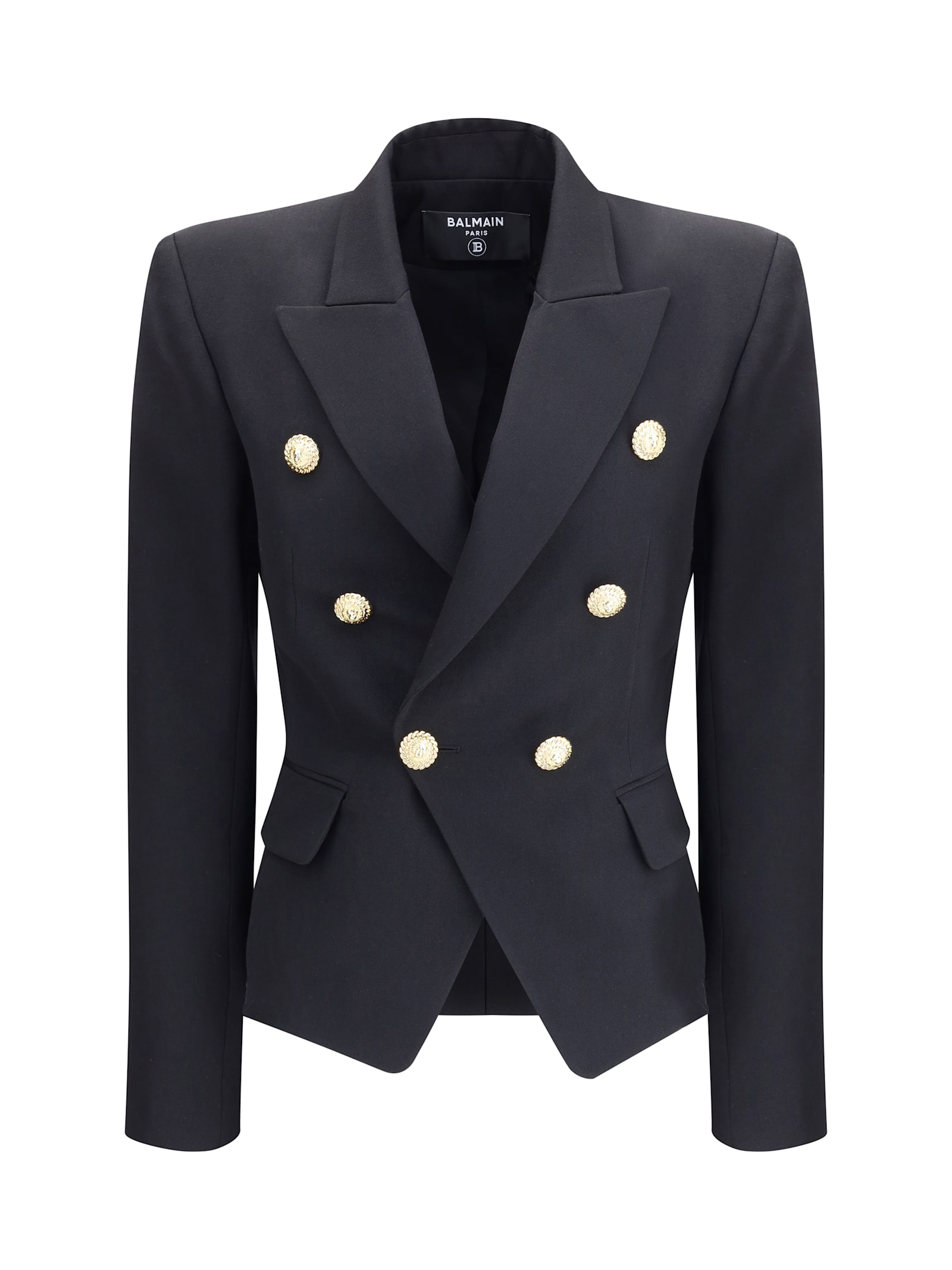 Balmain Wool Blazer With Iconic Metal Buttons In Black