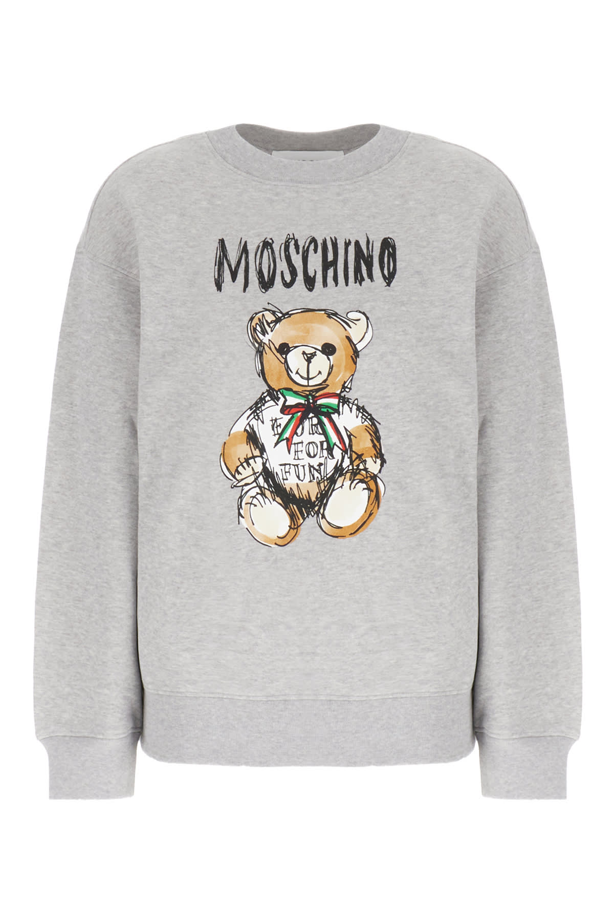 Moschino Melange Grey Cotton Oversize Sweatshirt In Grigio