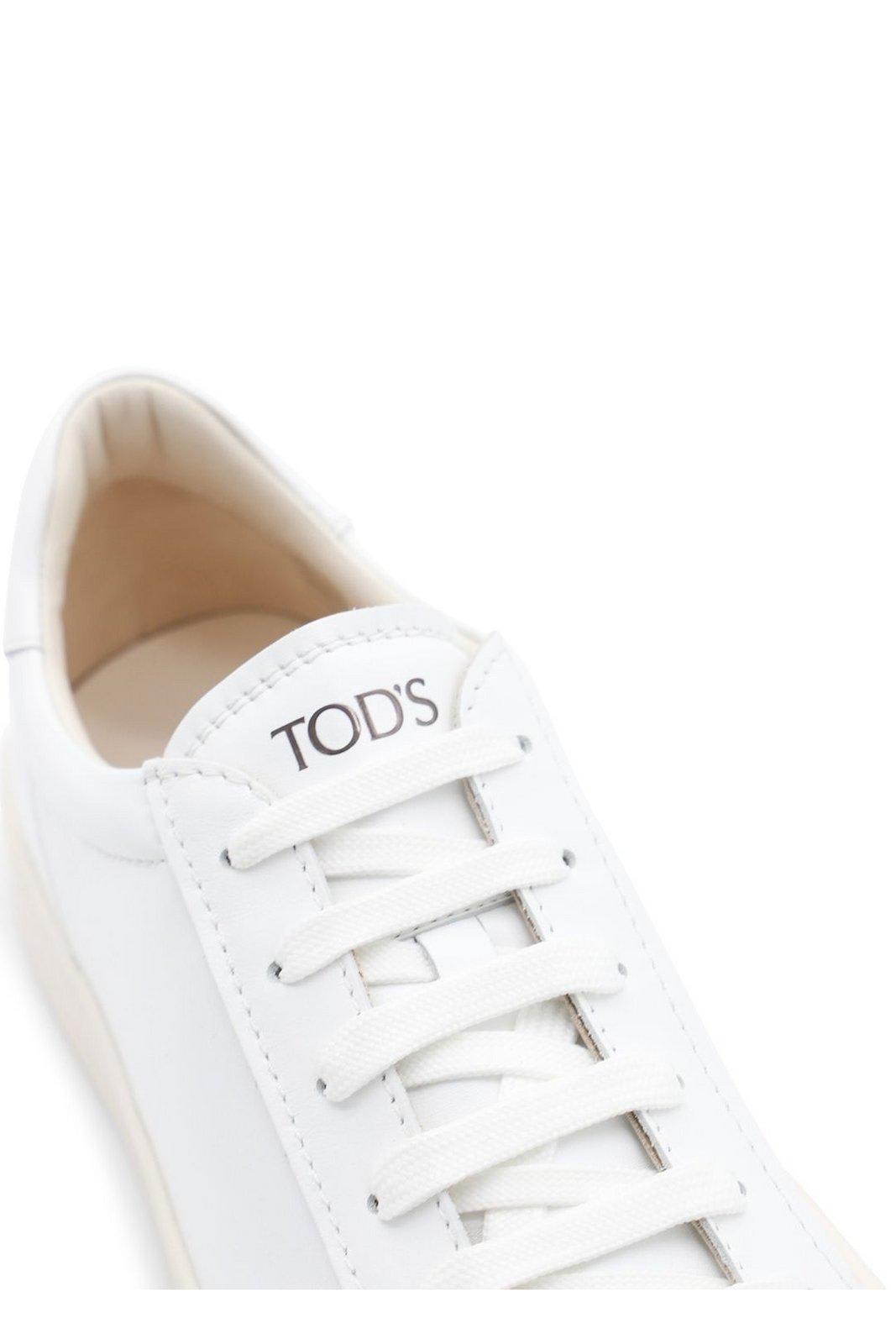 Shop Tod's Round-toe Lace-up Sneakers In White