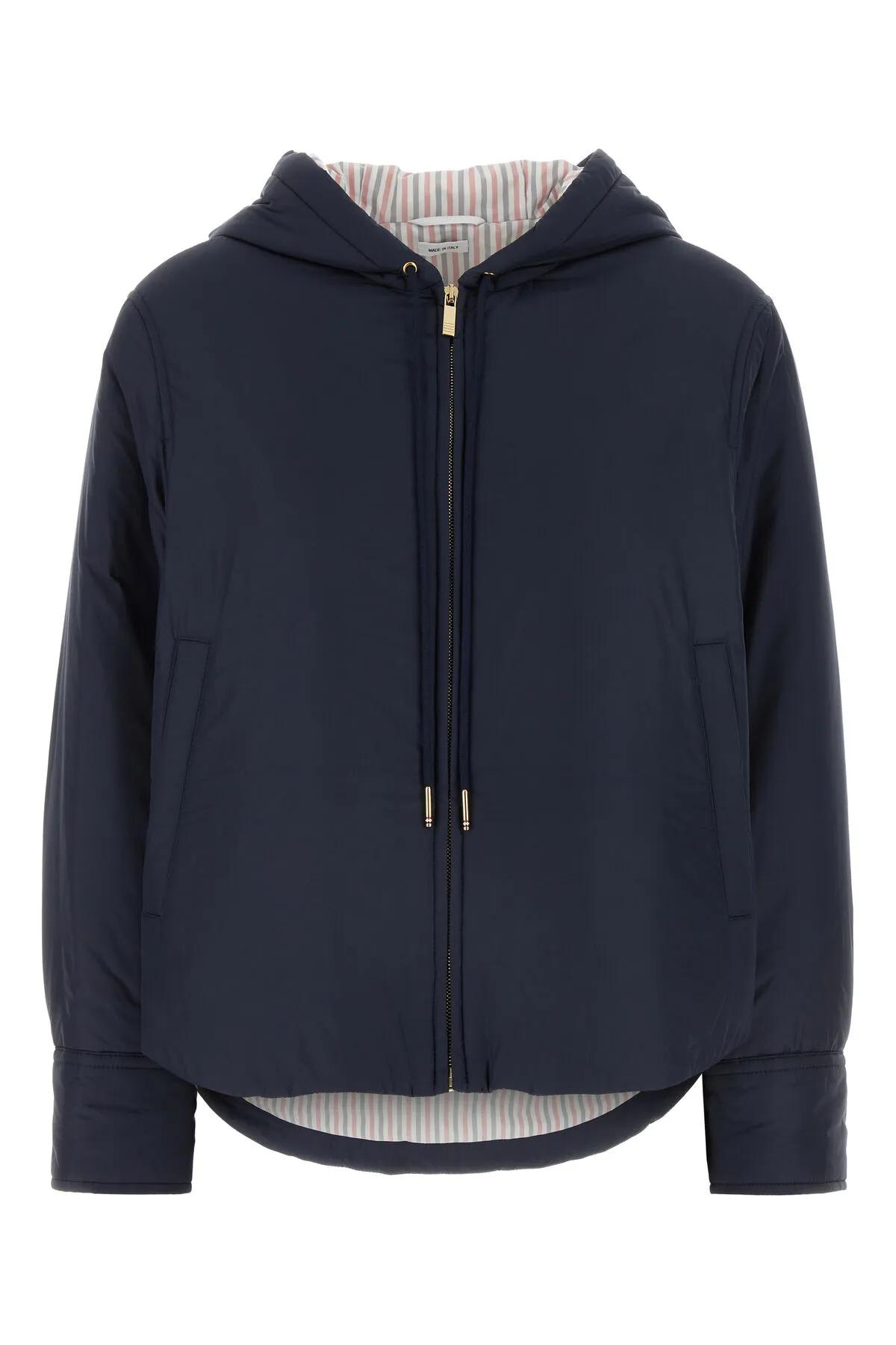 Navy Blue Polyester Down Jacket