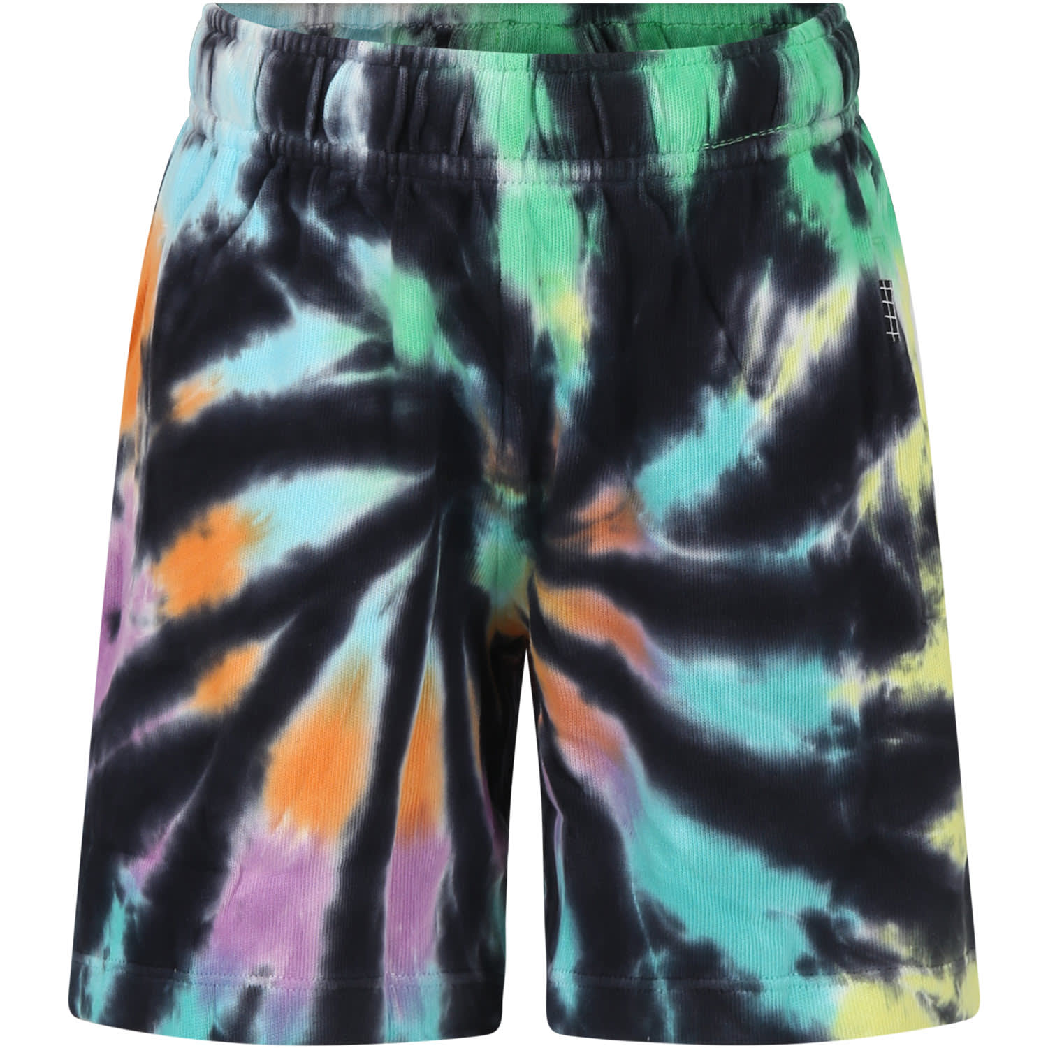 Shop Molo Black Shorts For Boy With Tie-dye Print In Multicolor