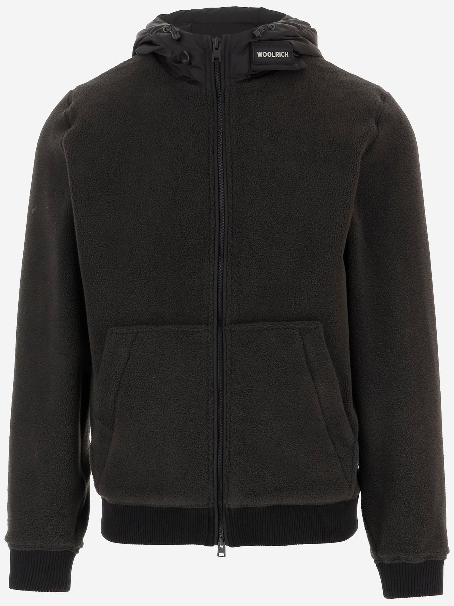 Woolrich Men Black Zip-up Logo Hoodie, L Luxury Sweatshirts & Hoodies For Men Darveys In Black